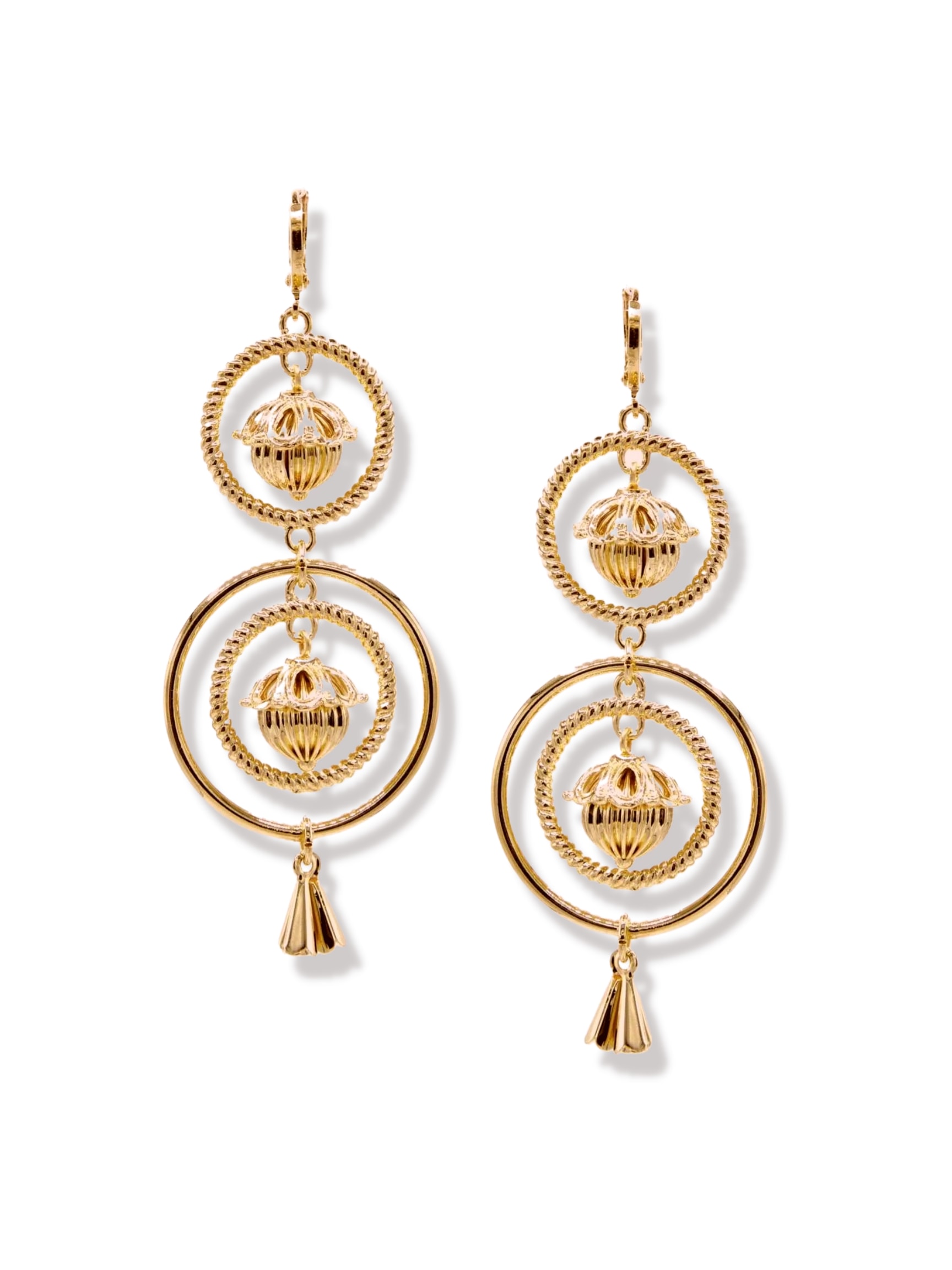 Jaredjamin Women's Gold Bollywood Dangle Leverback Earrings