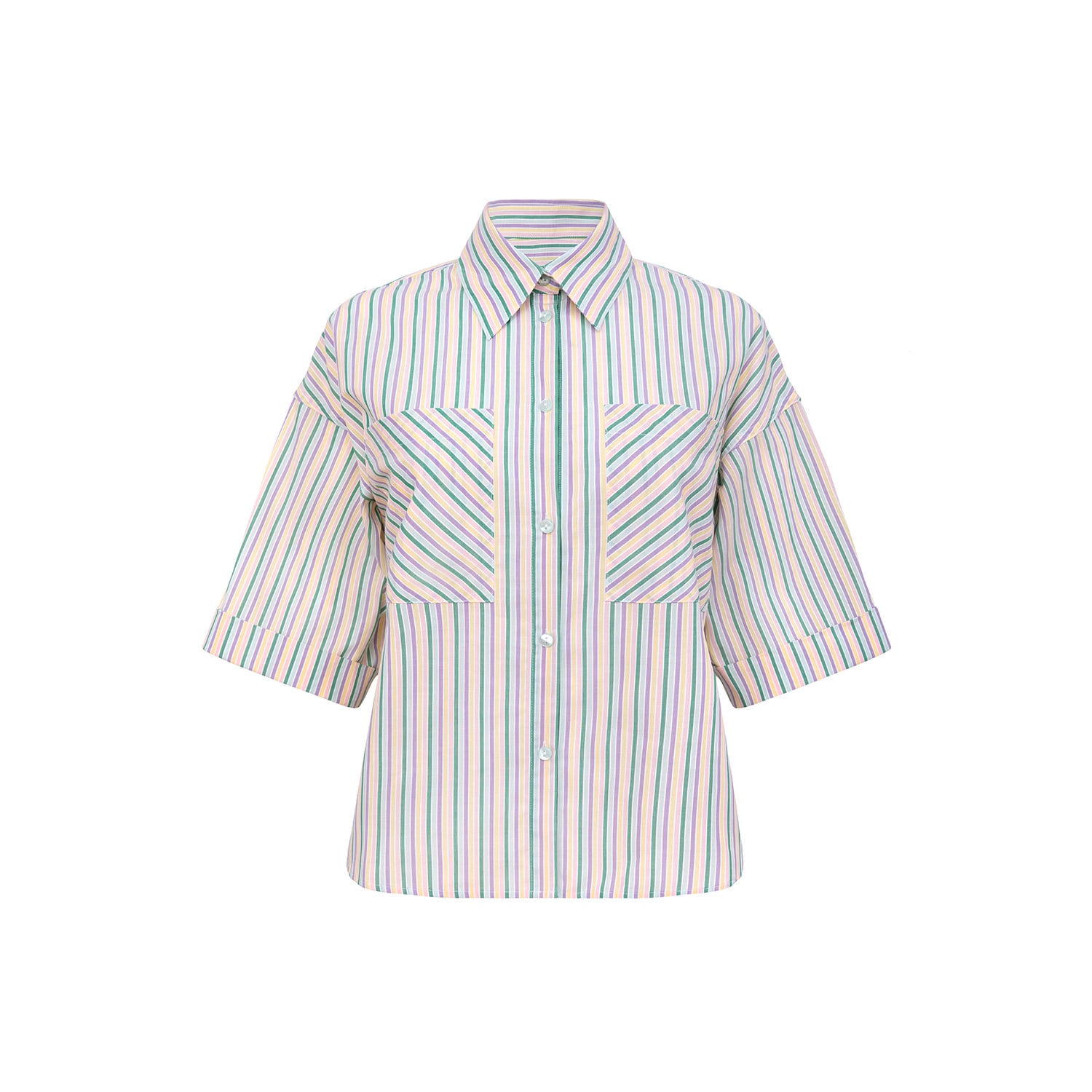 Blonde Gone Rogue Women's Ocean Drive Boxy Shirt, Upcycled Cotton, In Colourful Stripes In Neutral