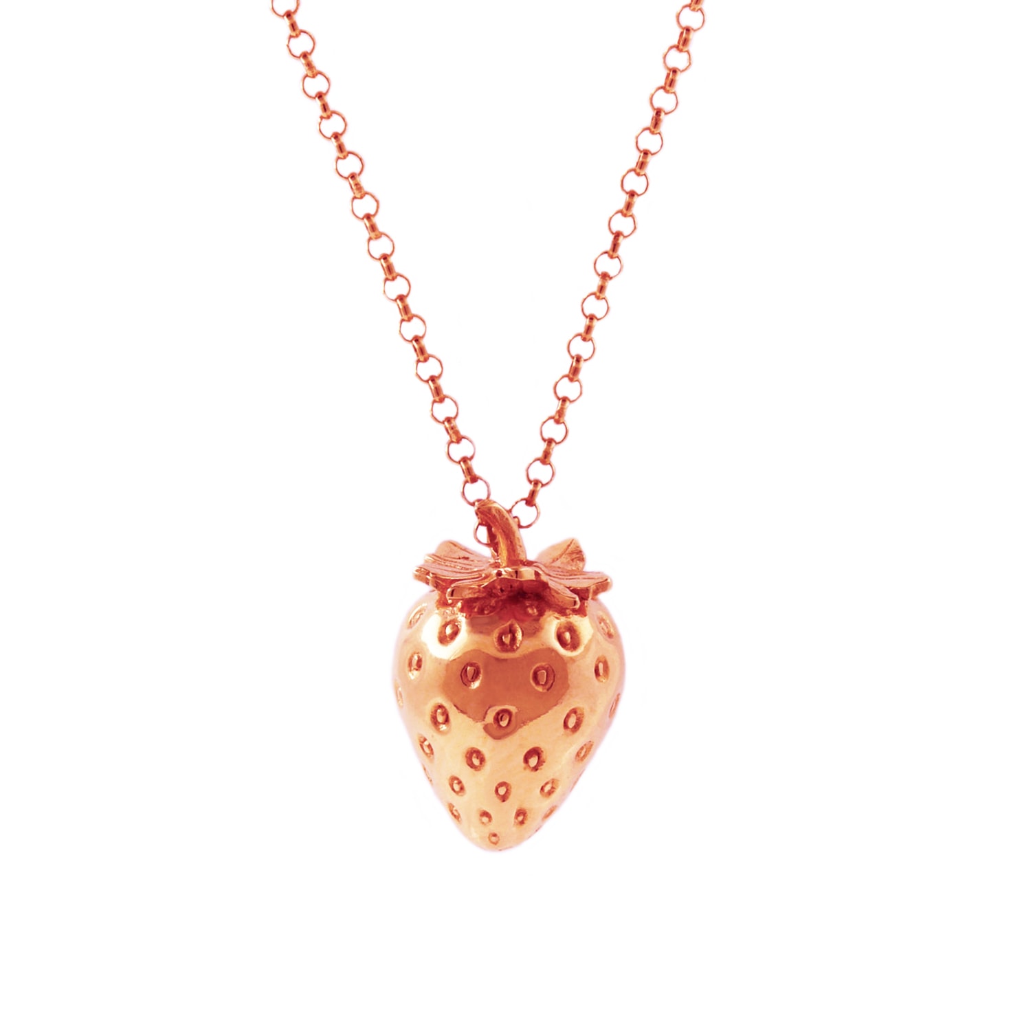 Lee Renee Women's Strawberry Necklace - Large - Rose Gold In Gold