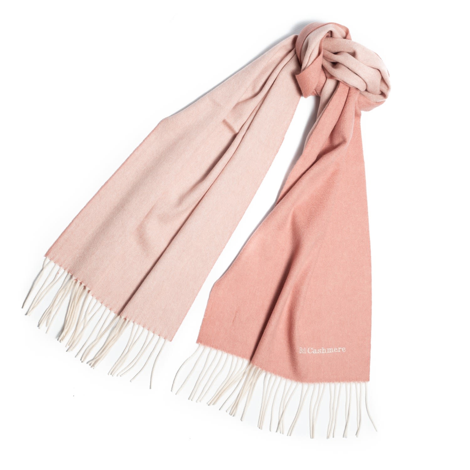 Women&rsquo;s Double Face Cashmere Scarf Pink And Cream | One Size | Bel Cashmere