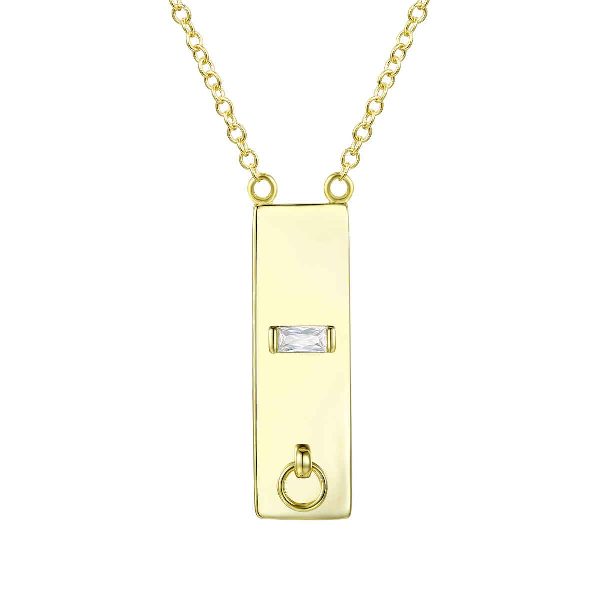 Genevive Jewelry Women's Gold / White Rachel Glauber Gold Plated Radiant Cubic Zirconia Bar Necklace In Multi