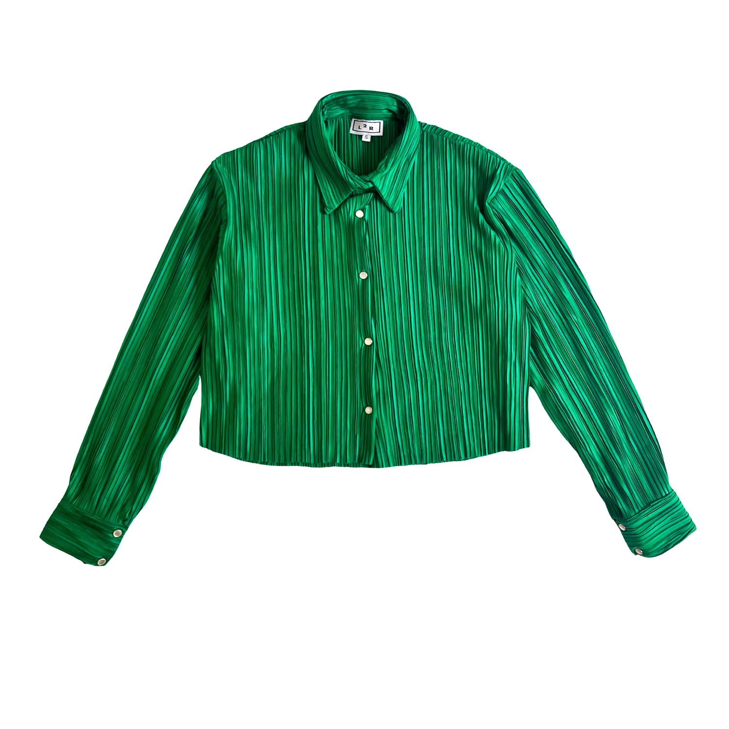 Women’s Cropped Pleated Shirt In Green Large L2R the Label