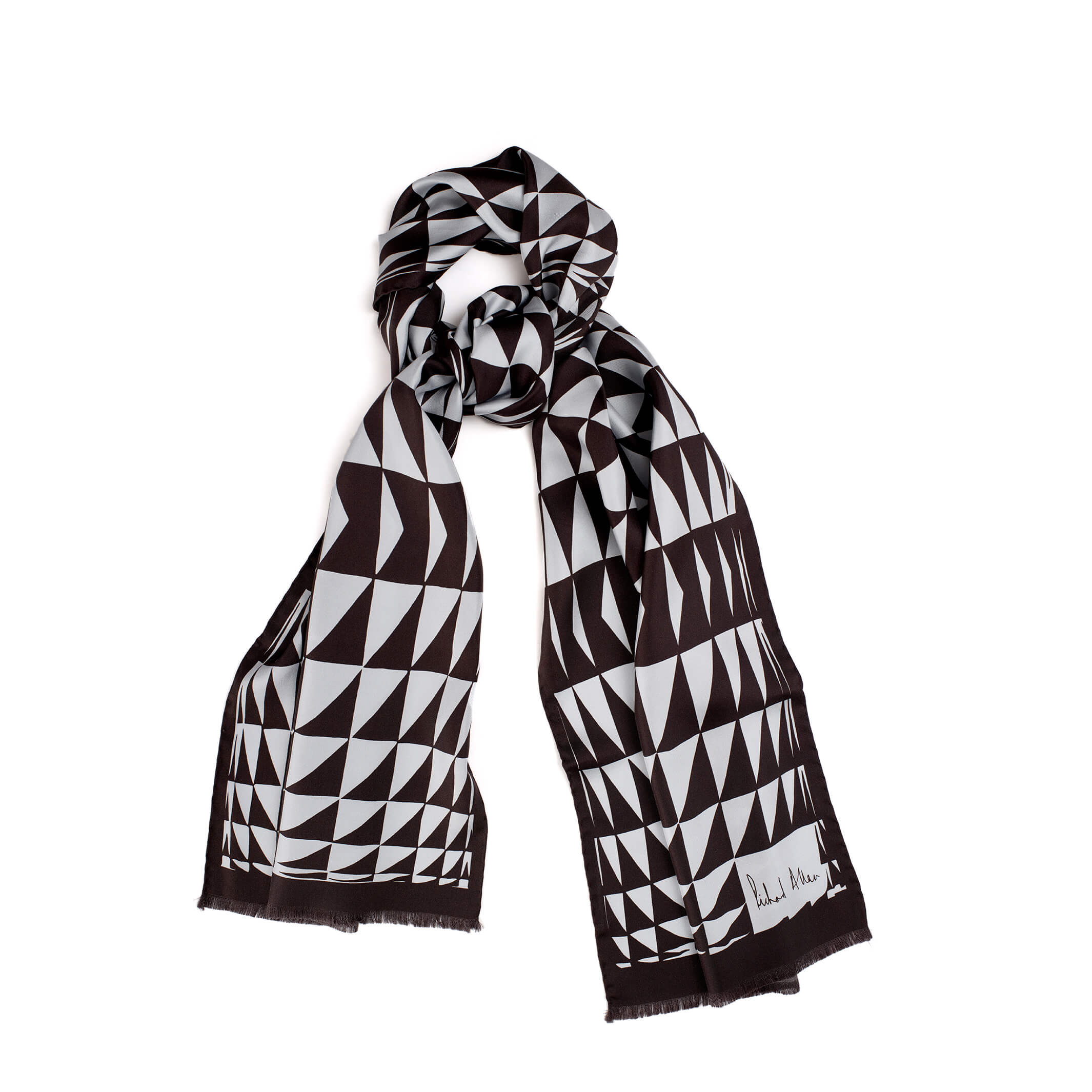 Richard Allan London Women's Brown / Silver Silver Prism Long Silk Scarf In Multi