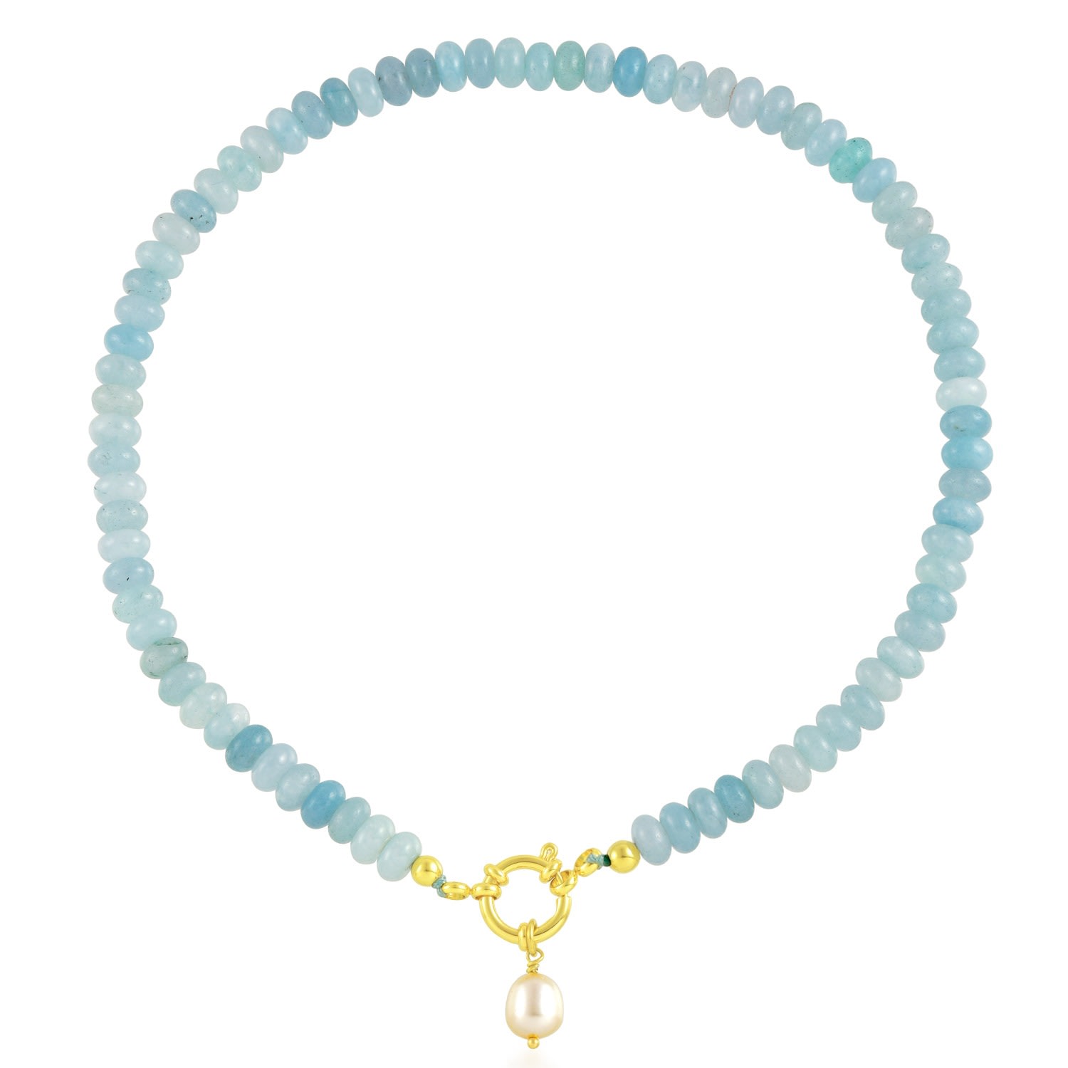 Shop Arvino Women's Aquamarine Beaded Necklace Gold Vermeil