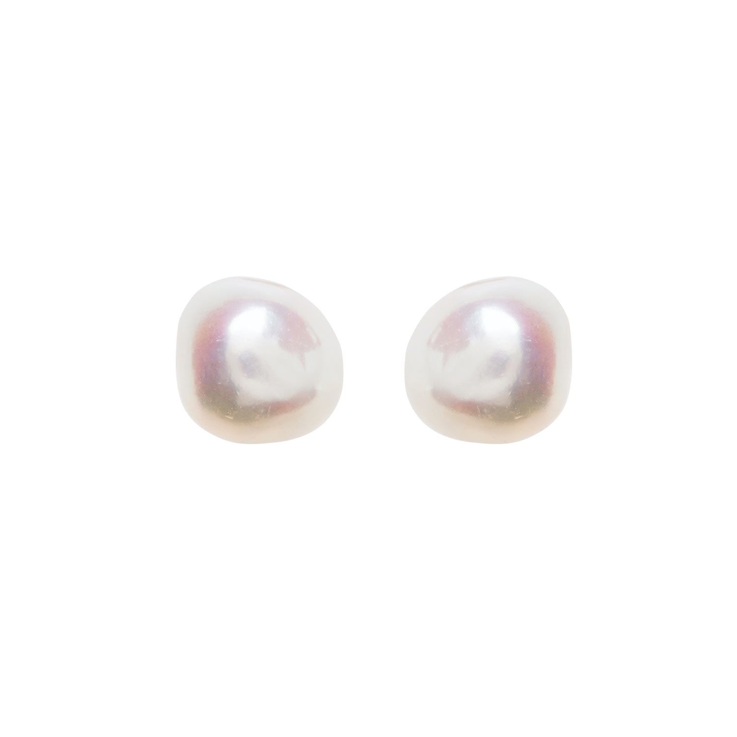 Women’s White Baroque Pearl Studs Earrings - Silver Ora Pearls