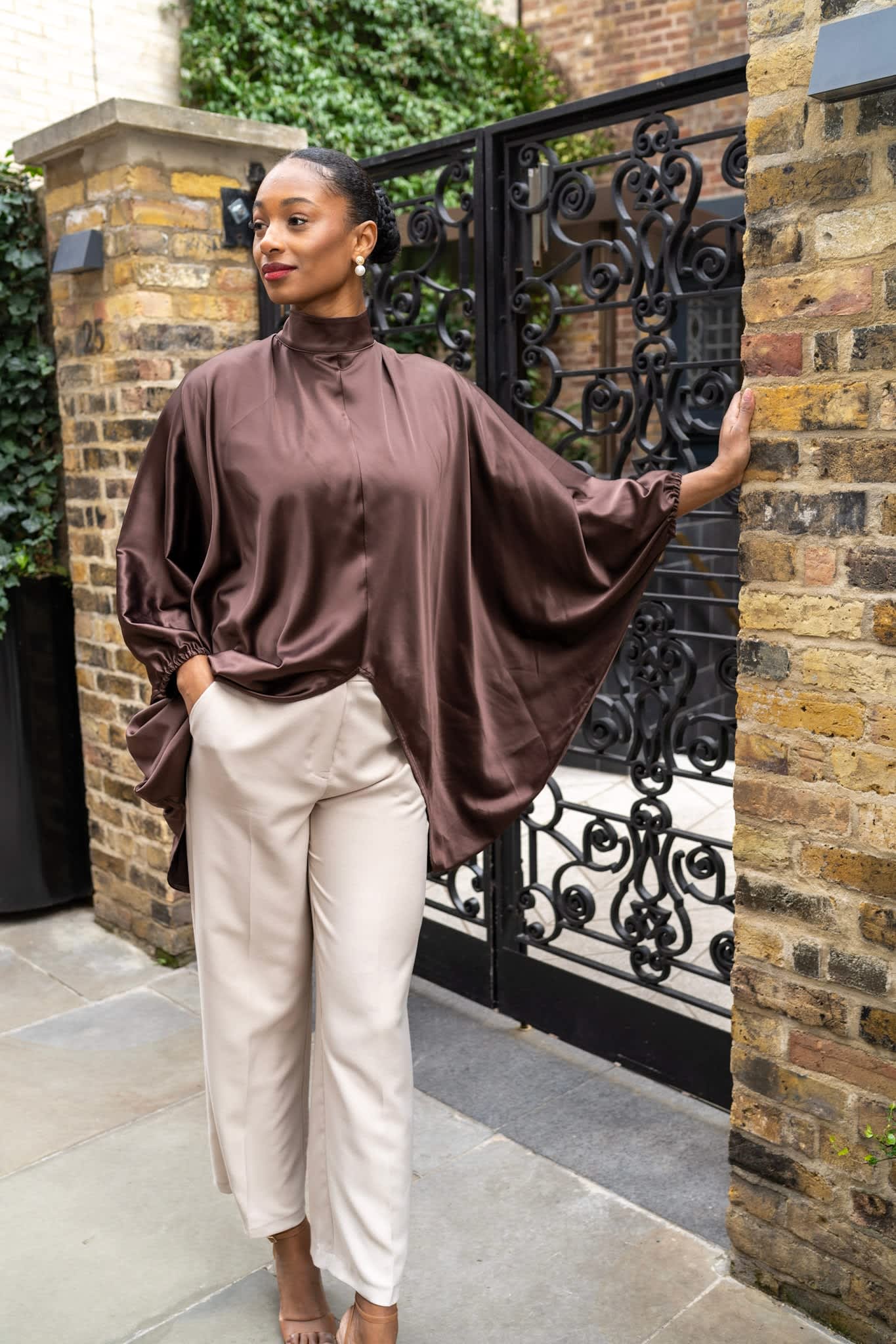 Brown Satin Tunic - Long | Lioness by TF | Wolf & Badger