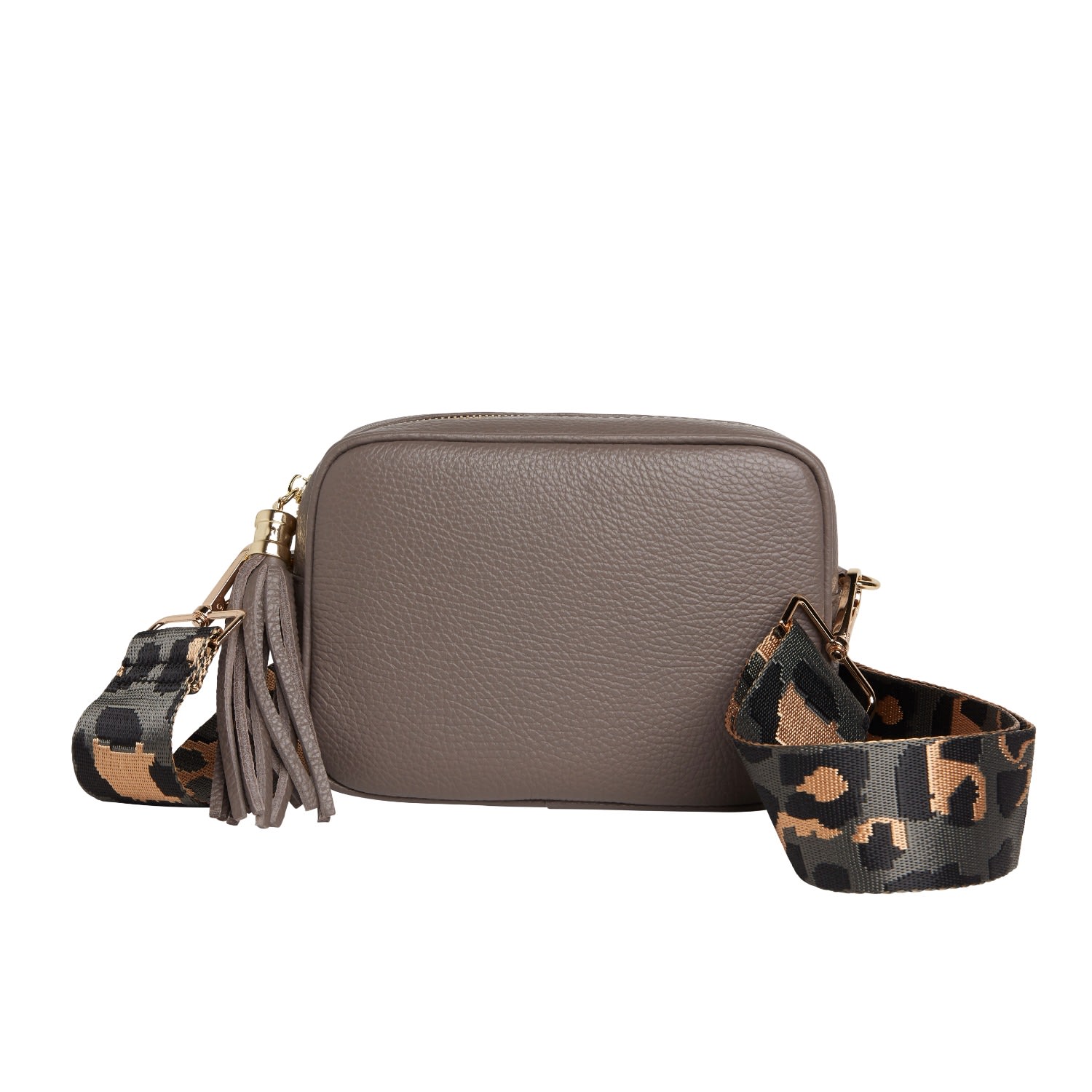 Women’s Neutrals Verona Crossbody Tassel Cinder Bag With Dark Leopard Strap One Size Betsy & Floss