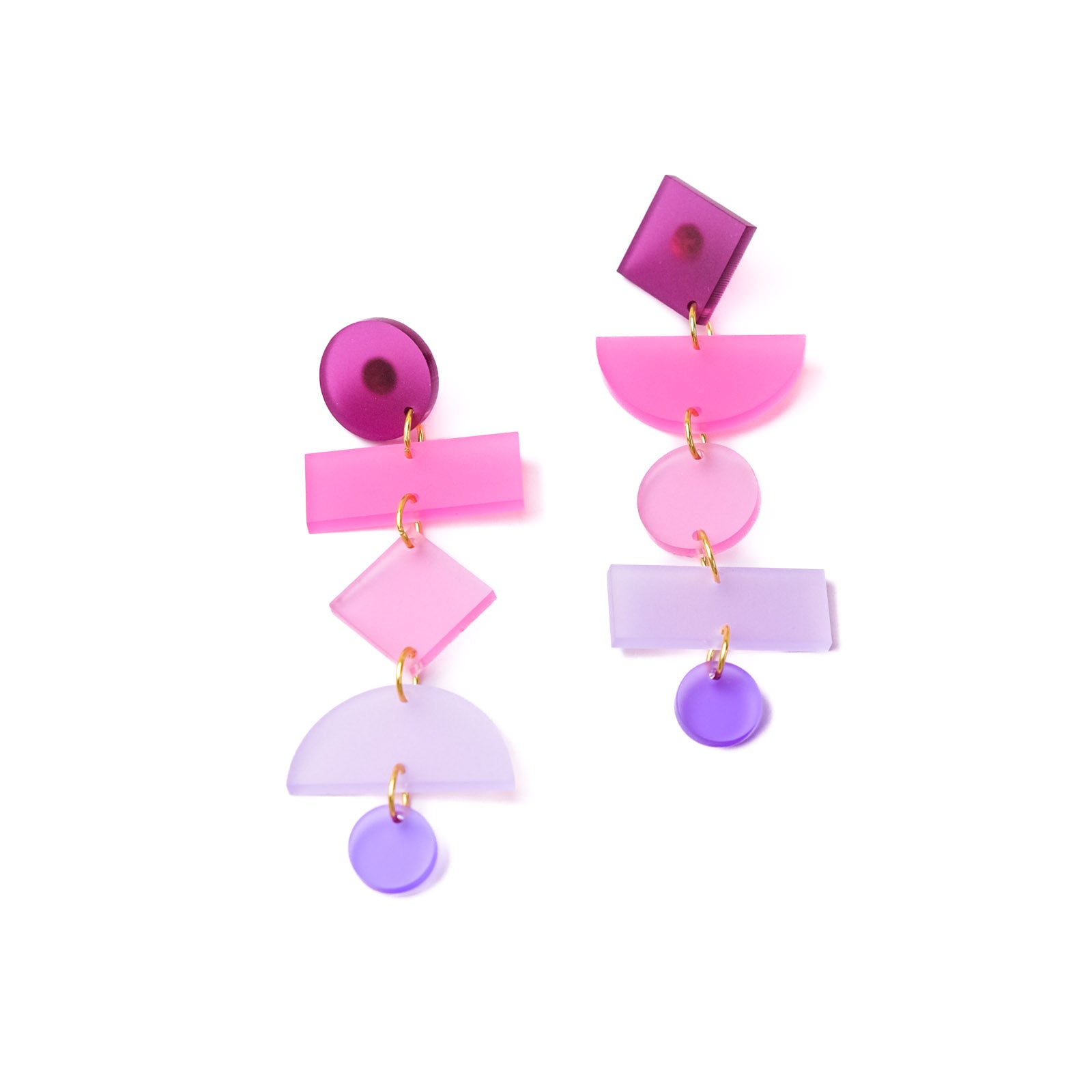 Women’s Pink / Purple Geometric Dangle In Pink Ombre By Chavelli