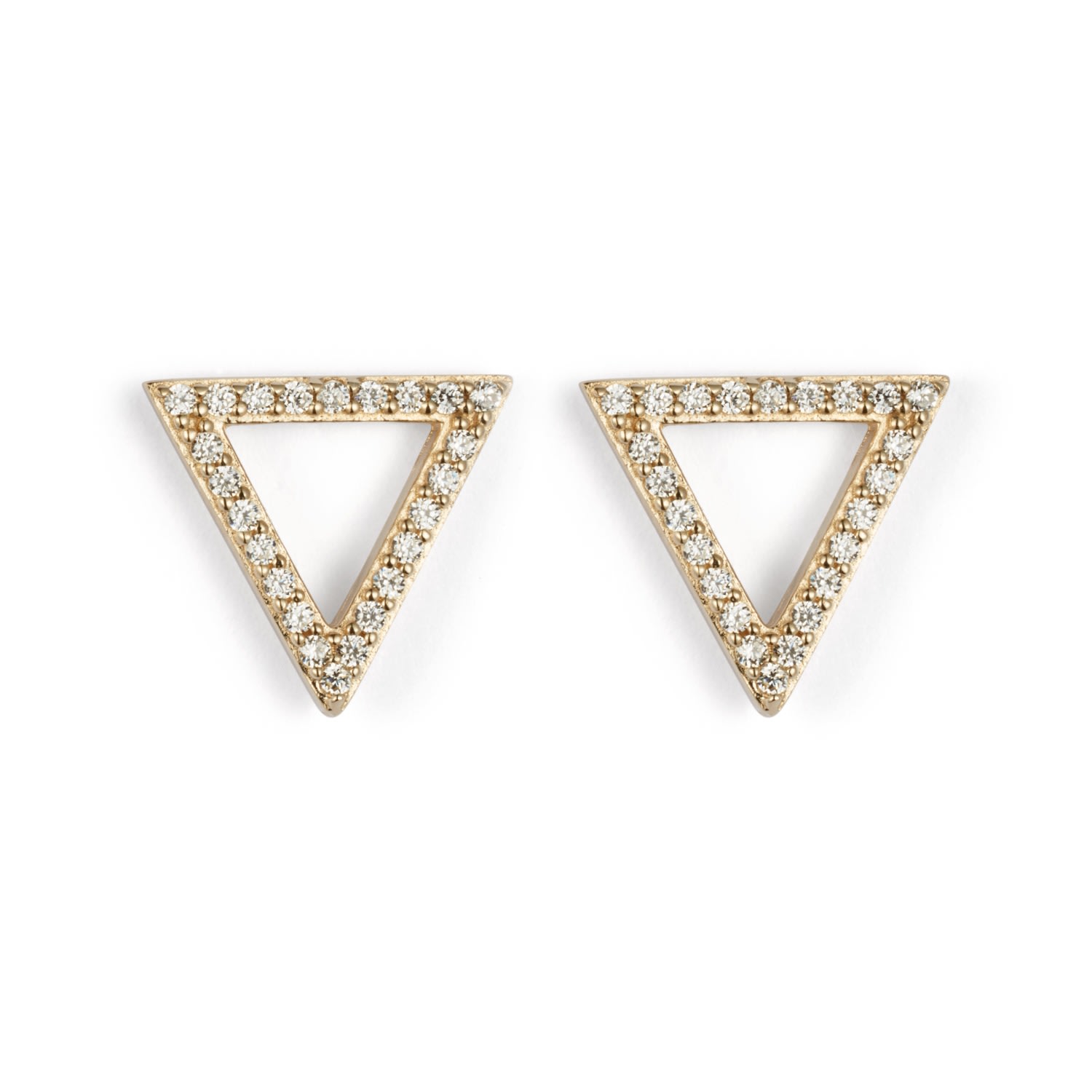 Women’s Triangle Stud Earrings - Gold Vermeil & Cubic Zirconia Toolally