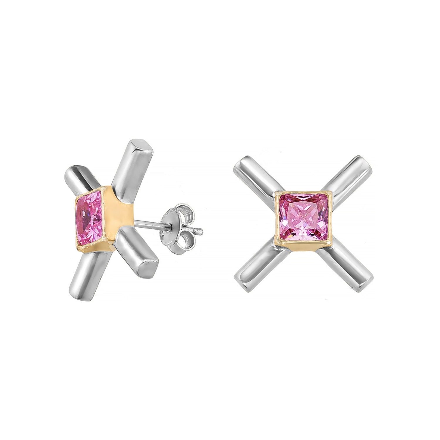 X Studio Women's Silver / Gold / Pink The X Rosy Glow Earrings - Gold & Silver In Metallic