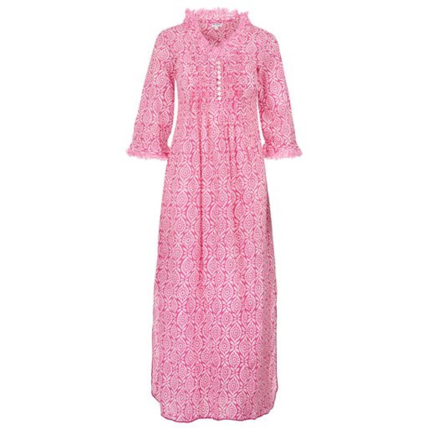 Women’s Pink / Purple Cotton Annabel Maxi Dress In Bubblegum Pink & White XXL At Last...