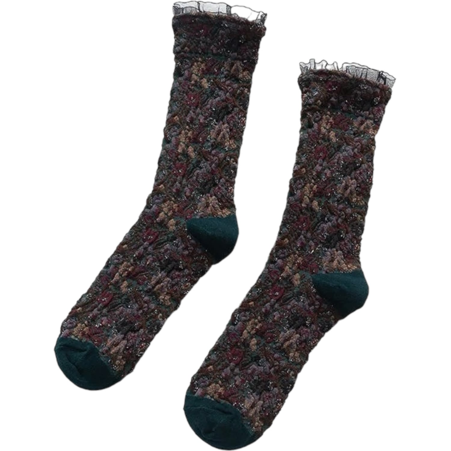 Women’s Brown Wintergarden Frill Socks Midnight High Heel Jungle by Kathryn Eisman