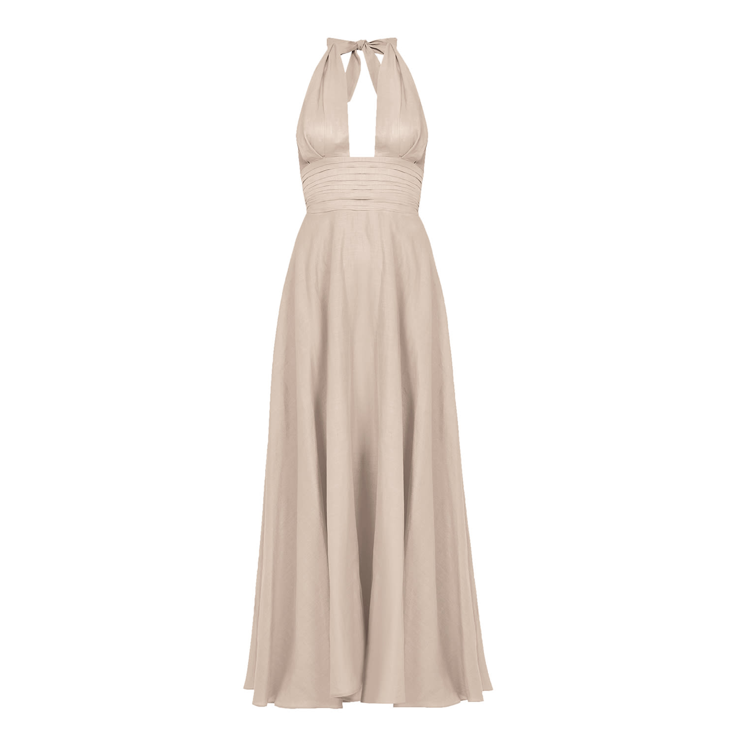 Women’s Neutrals Linen Draped Maxi Dress - Stone Large Avenue 8