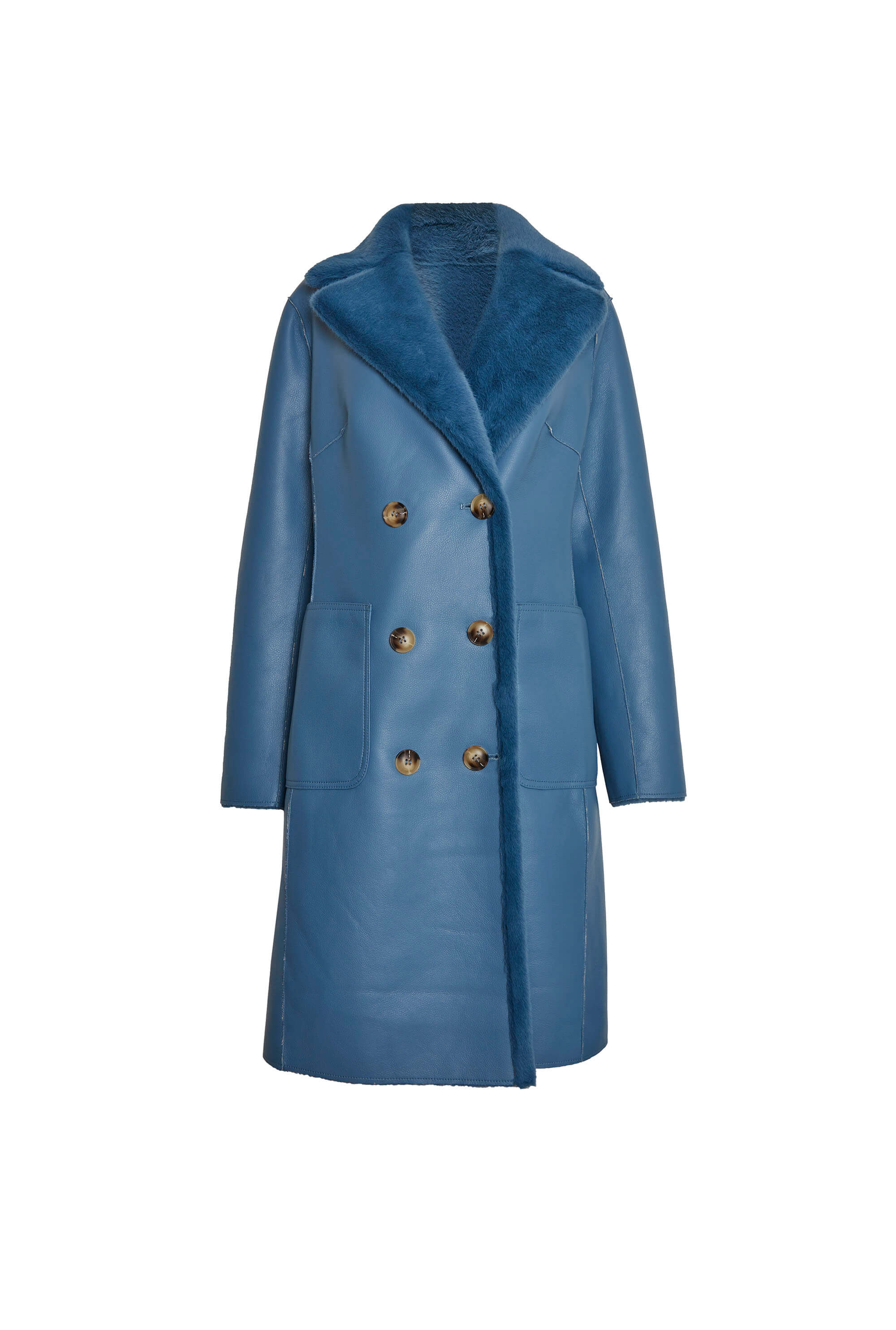 Women’s Reversible Faux Leather Coat Blue Small James Lakeland