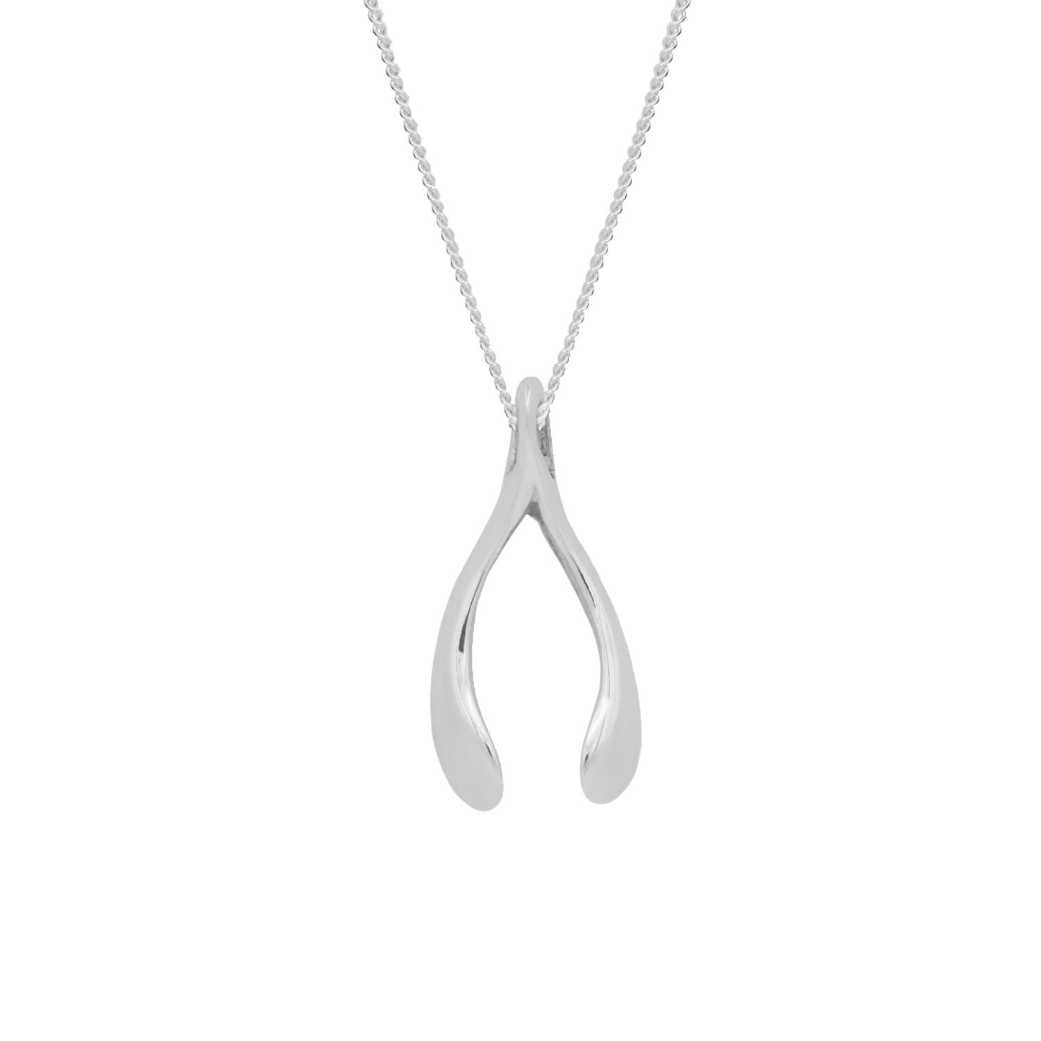 Katie Mullally Limited Women's Tiny Sterling Silver Wishbone Necklace In Silver