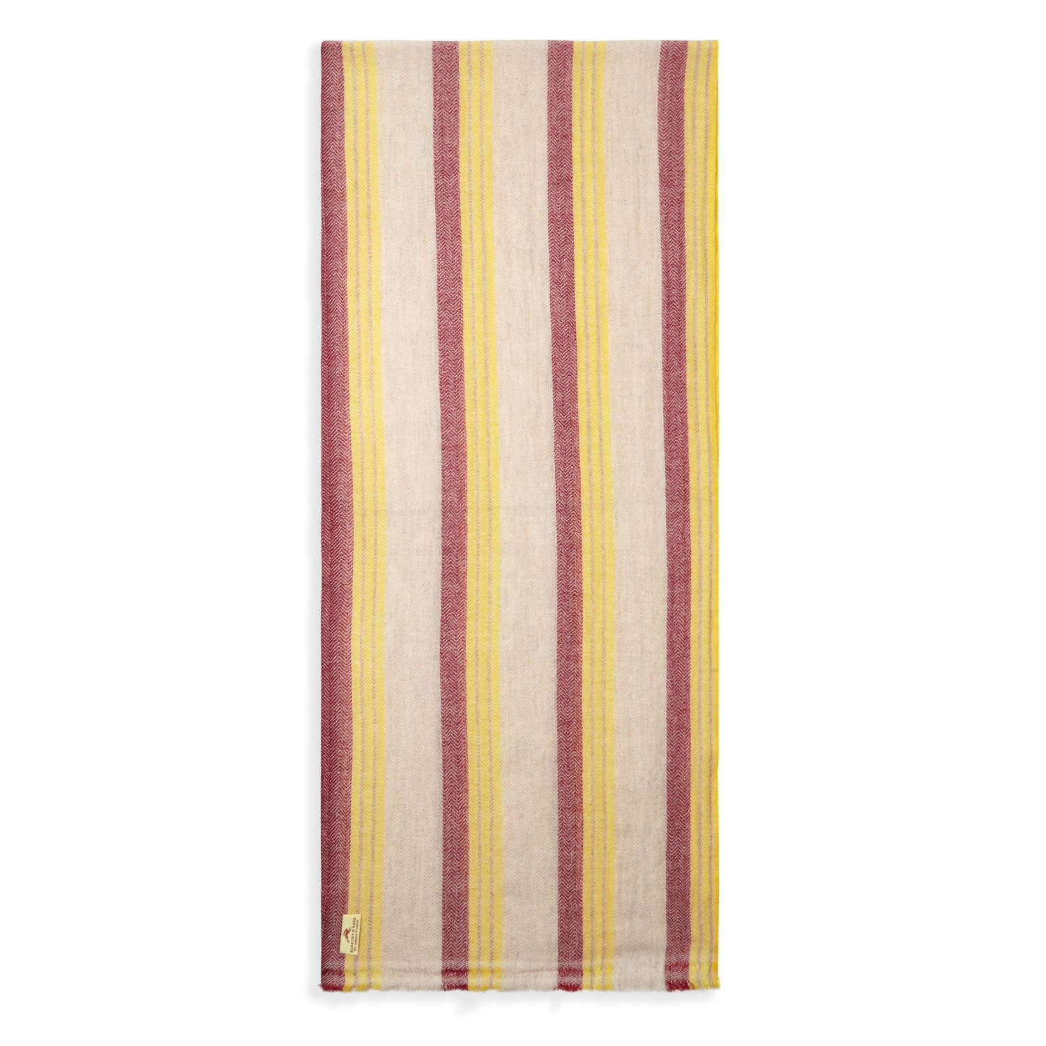 Men’s Neutrals Cashmere & Merino Wool Scarf - Cream & Red Stripe Burrows & Hare