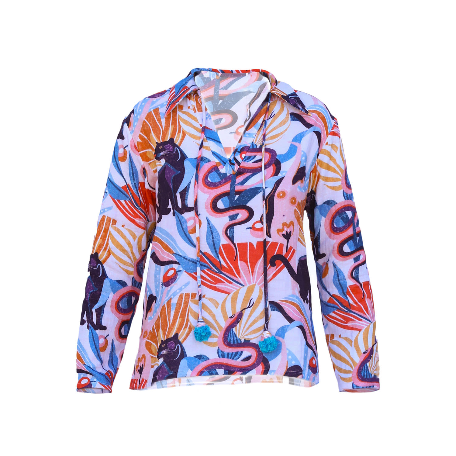 Tiger And The Monkey Women's The Claire Printed Cotton Gauze Shirt In White