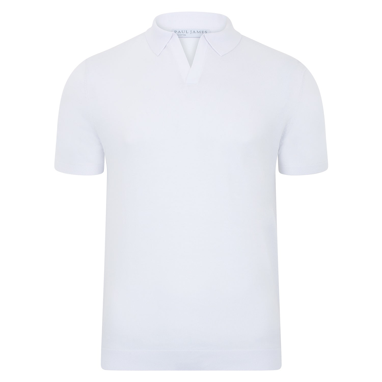 Paul James Knitwear Men's Ultra Fine Cotton Nathan Buttonless Polo Shirt - White In White