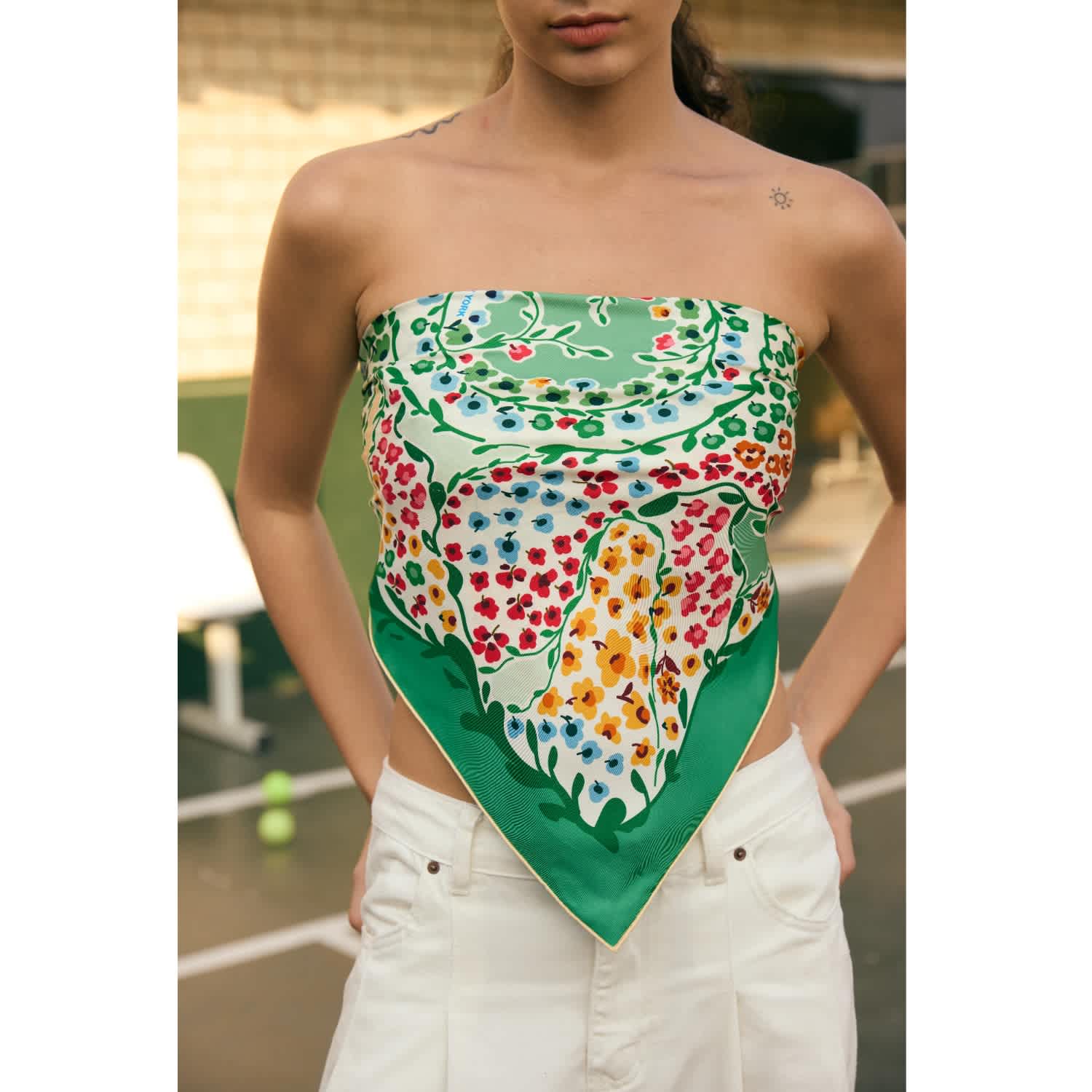 Double Sided Silk Scarf Of Garden | Jessie Zhao New York | Wolf