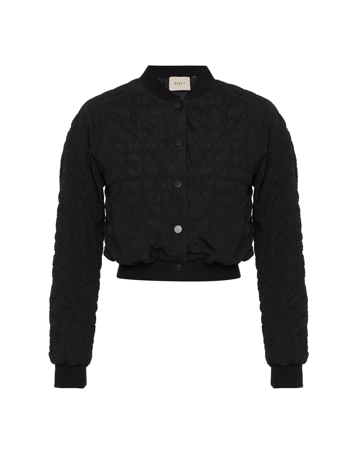 Theo The Label Women's Calypso Plaid Bomber - Black In Black