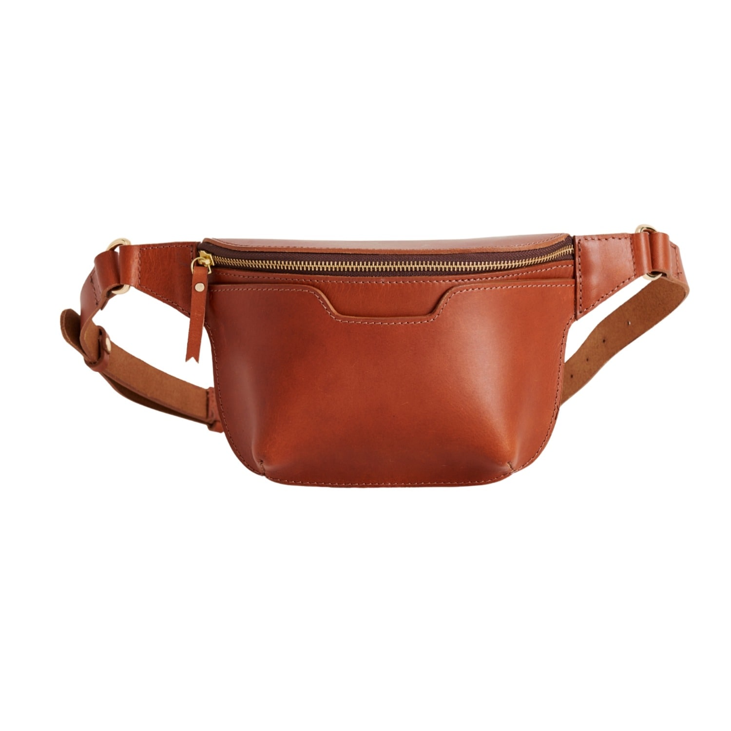 Vida Vida Women's Brown Structured Tan Leather Sling Bum Bag