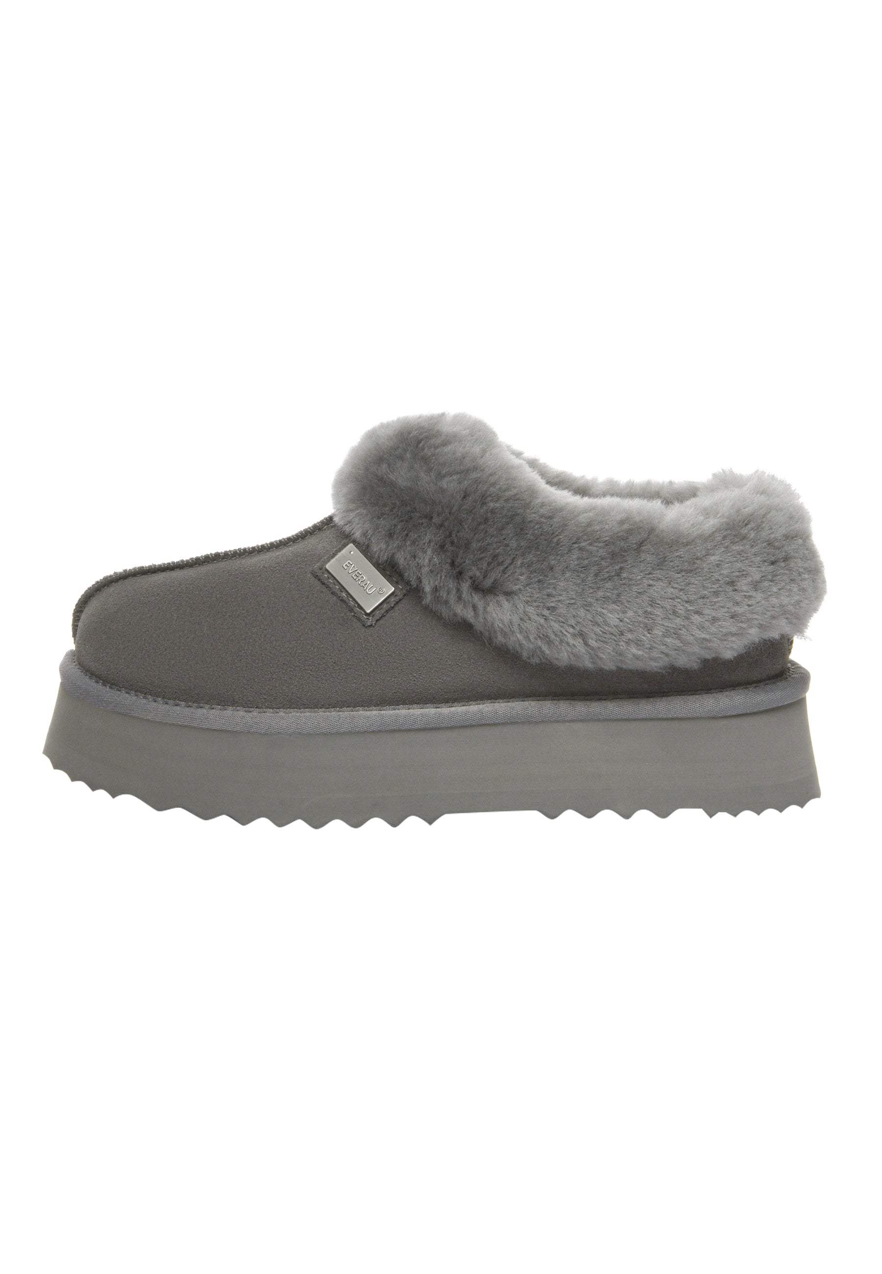 Everau Australia Women's Topknot Leather Slippers In Grey In Gray
