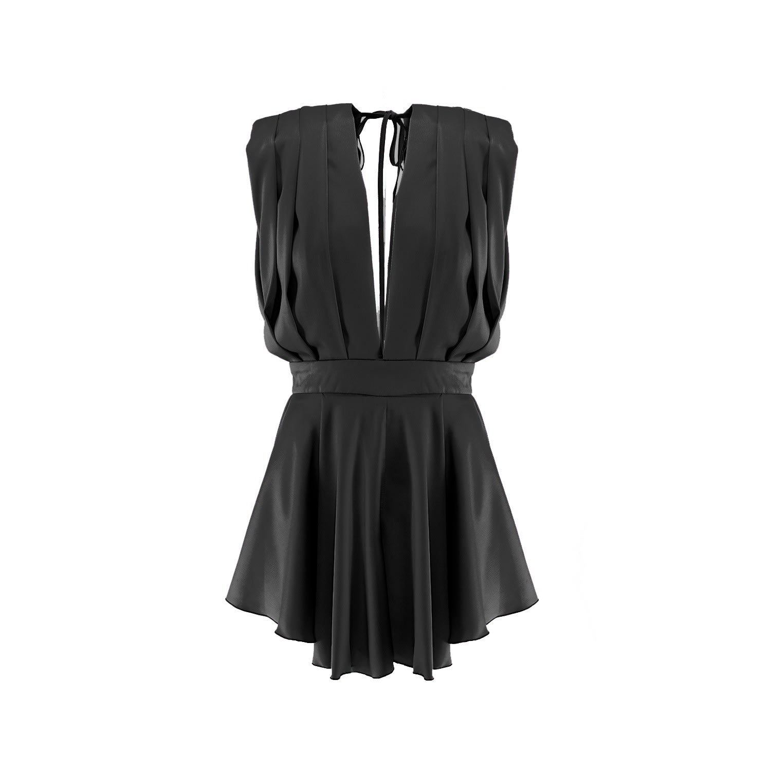 Bluzat Women's Black Mini Draped Jumpsuit In Black