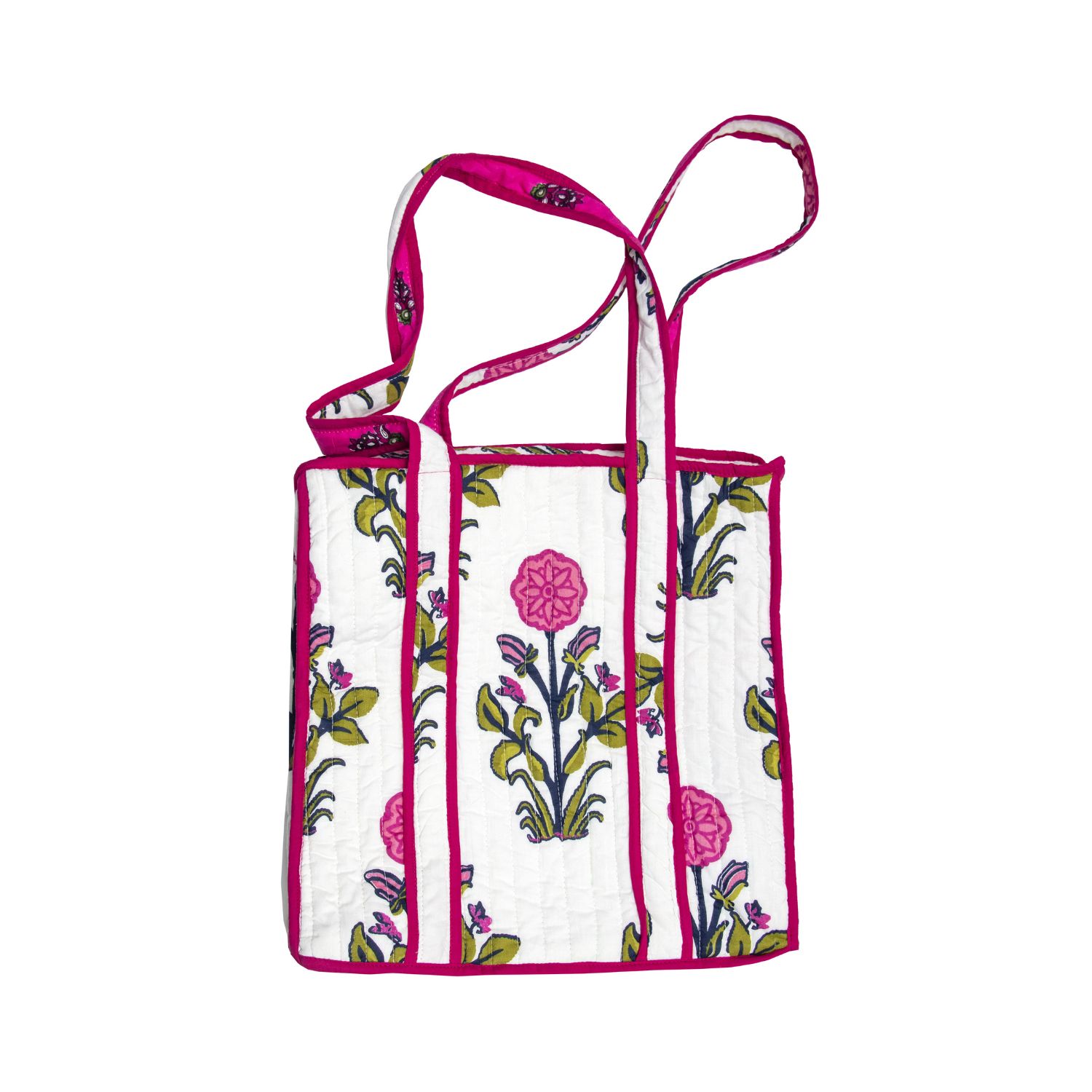 Inara Women's Green / Pink Rosette Bloom Tote Bag In Multi