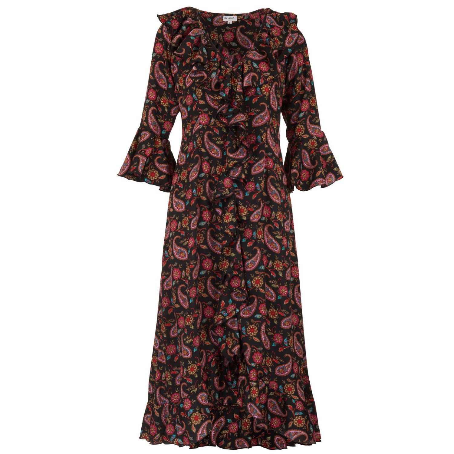 AT LAST... WOMEN'S FELICITY MIDI DRESS IN BLACK TEARDROP