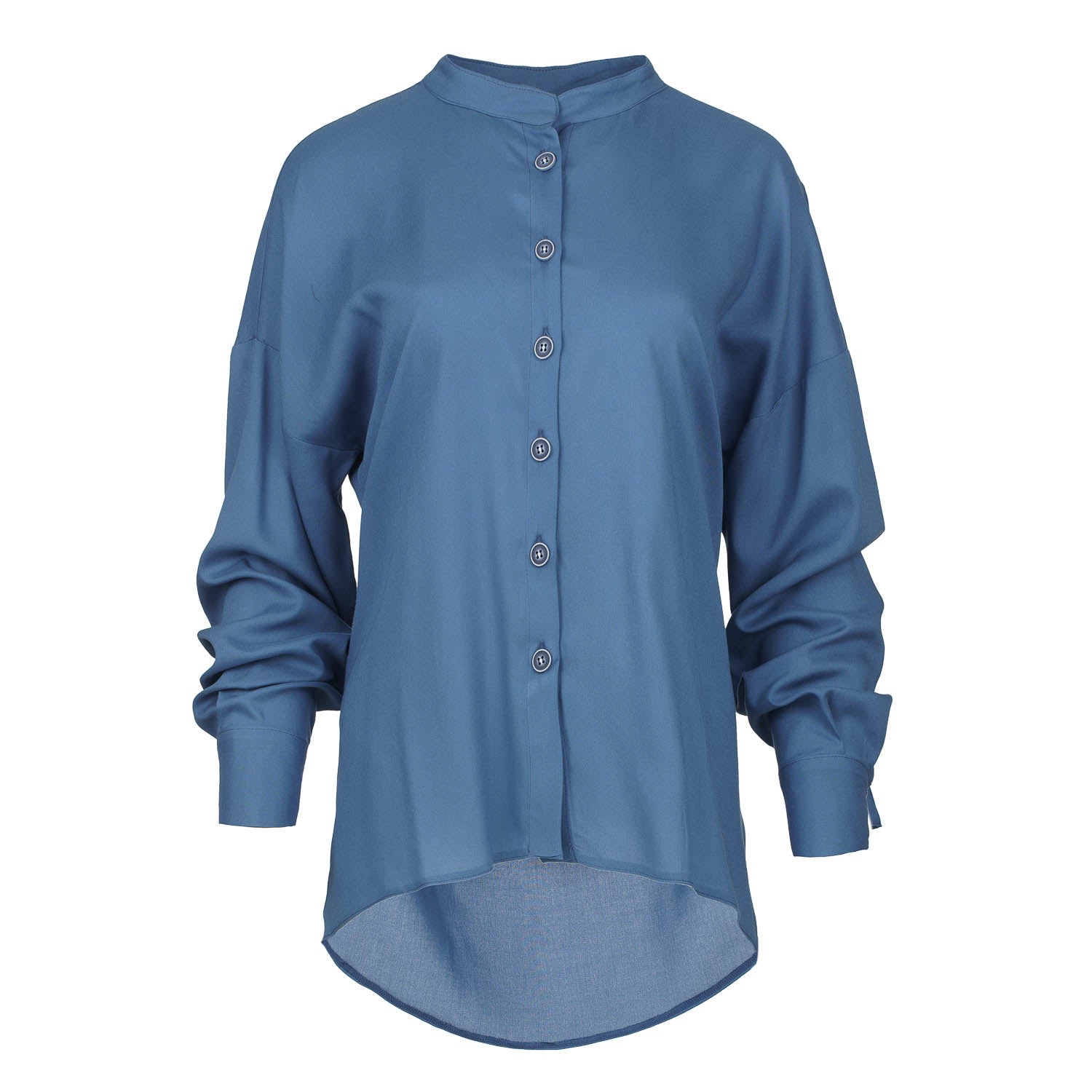 Conquista Women's Sky Blue Blouse With Mandarin Collar In Gray