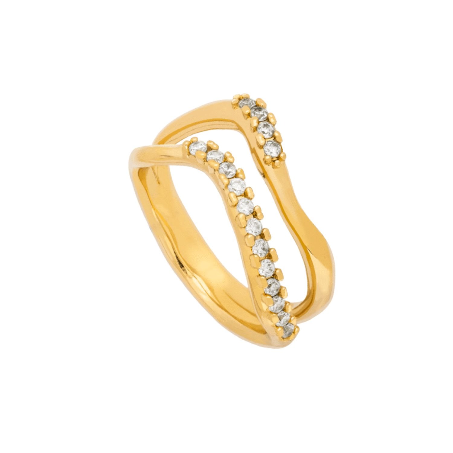 Women’s White / Gold Goldplated Pacifique Ring Lavani Jewels