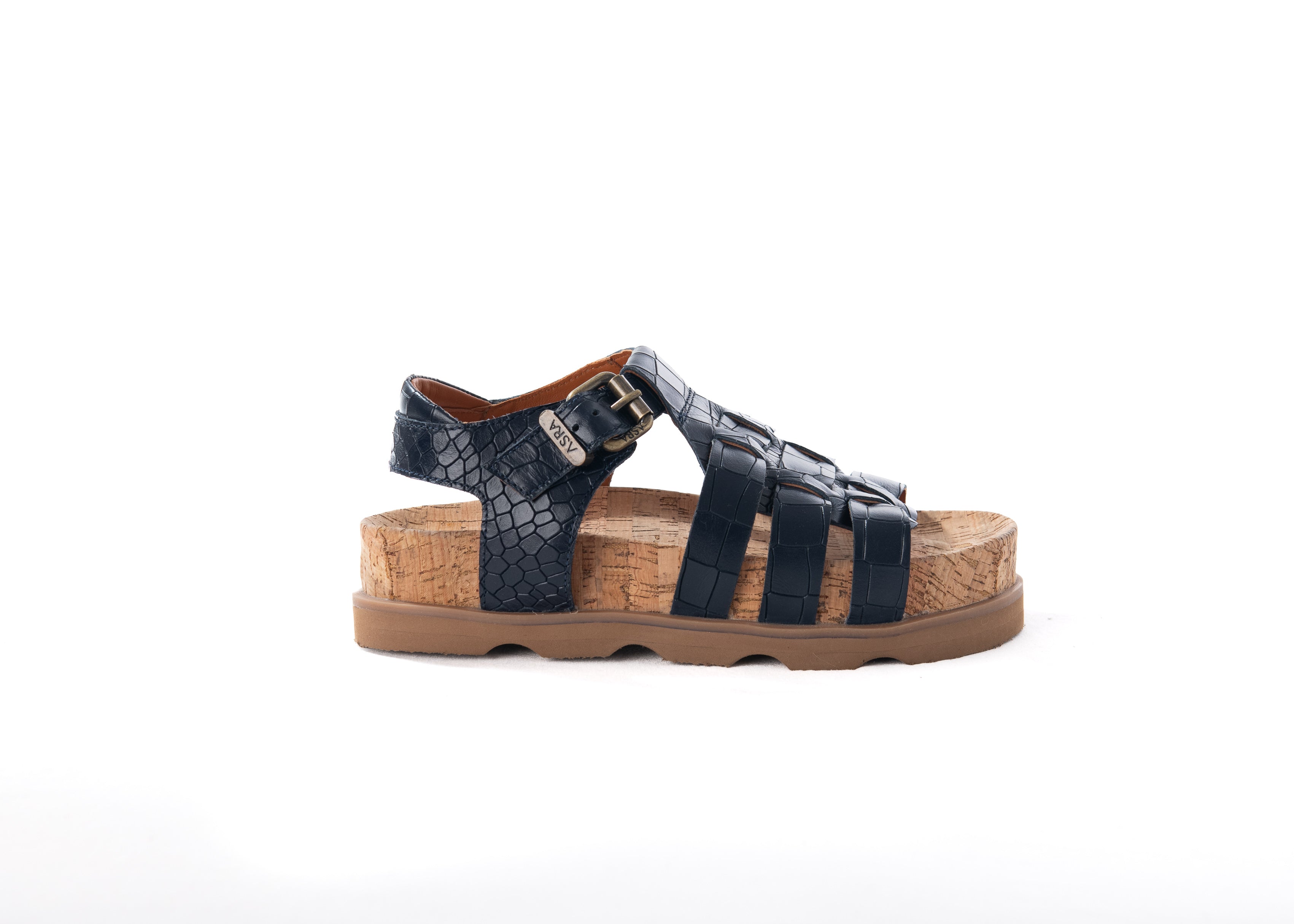 Asra Women's Blue Paxon - Navy Leather Sandals