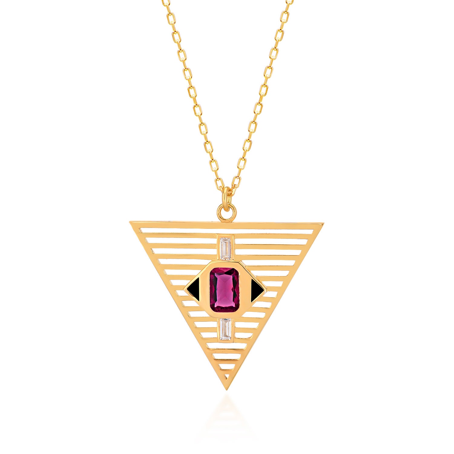 Women’s Pink / Purple / Black Tiga Cloisonne Plated Silver Necklace With Ruby Cubic Zirconia Pia & Co.