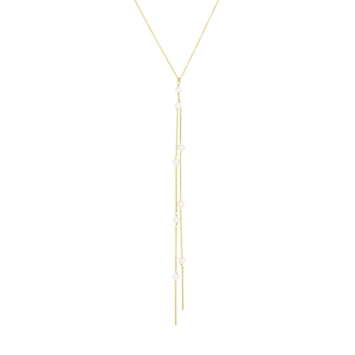 Women's Gold / White Bobbi Lariat Necklace | Set & Stones