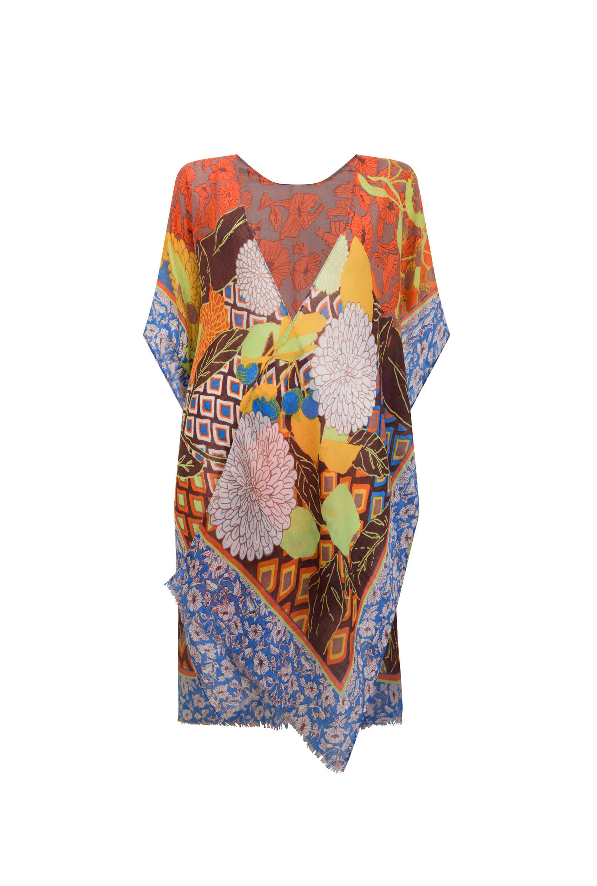James Lakeland Women's Botanical Print Kaftan Blue In Blue
