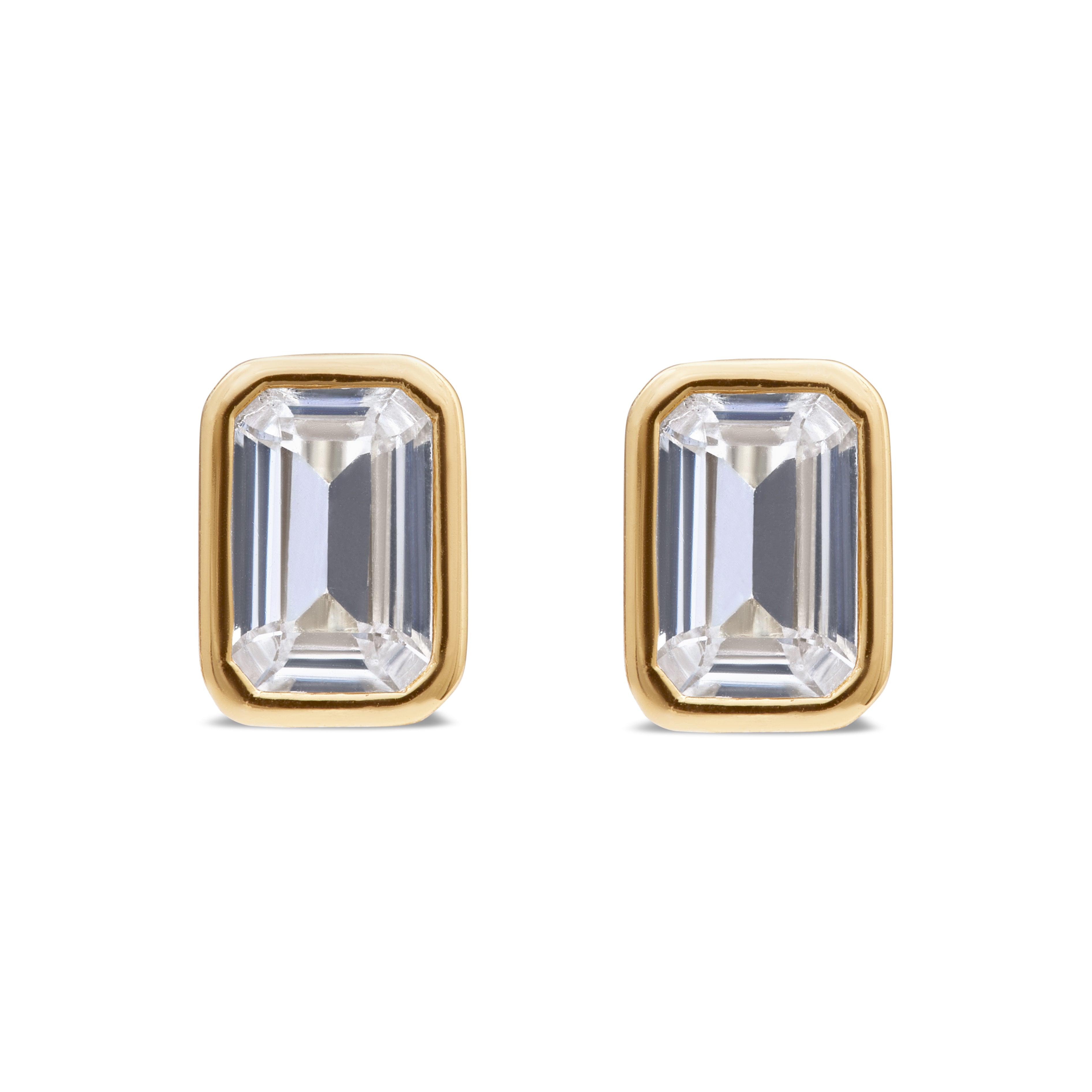 Aya Women's Gold / White Chloe Stud Earrings - White Sapphire In Multi
