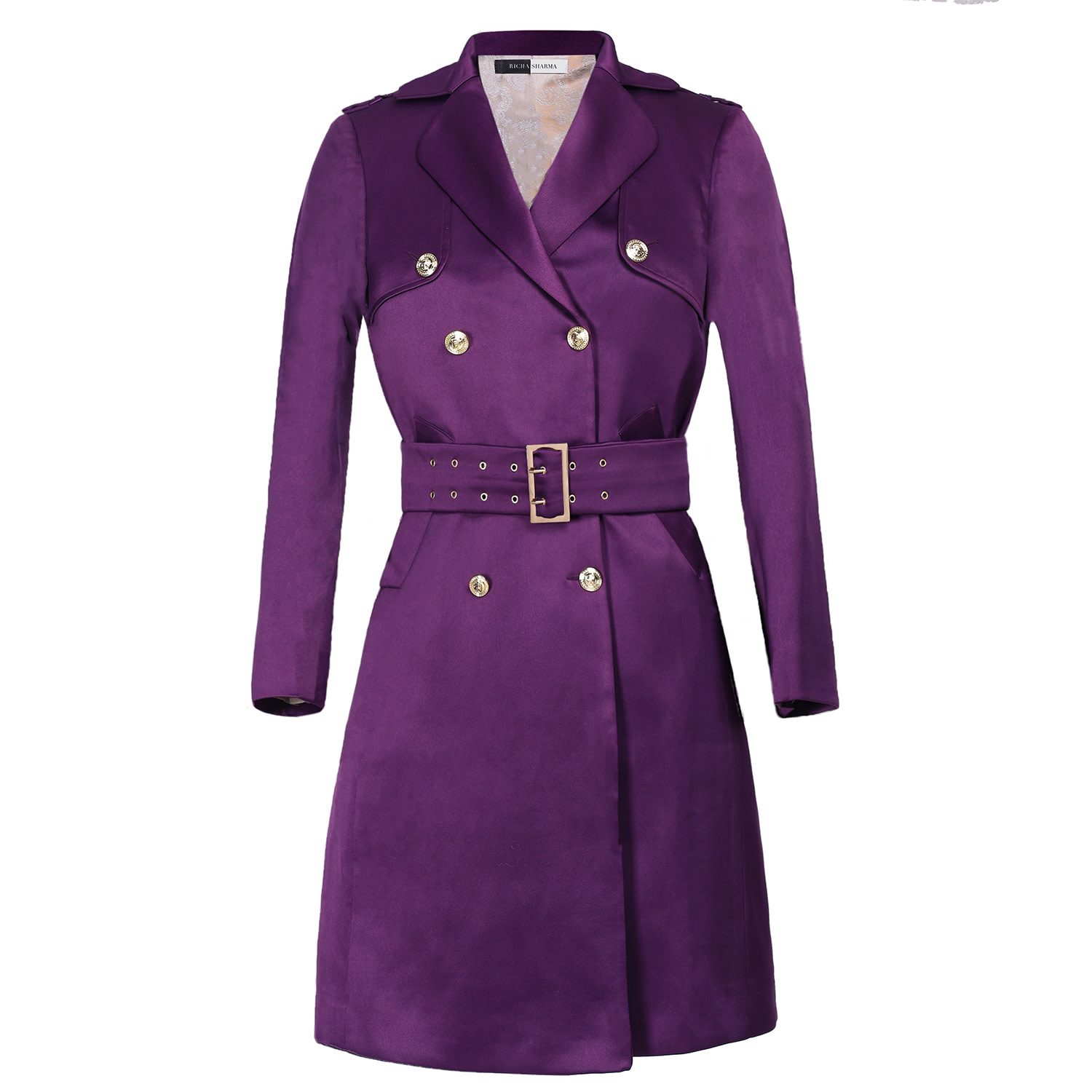 Richa Sharma Women's Pink / Purple Burgundy Hued Double Breasted Trench Coat In Pink/purple