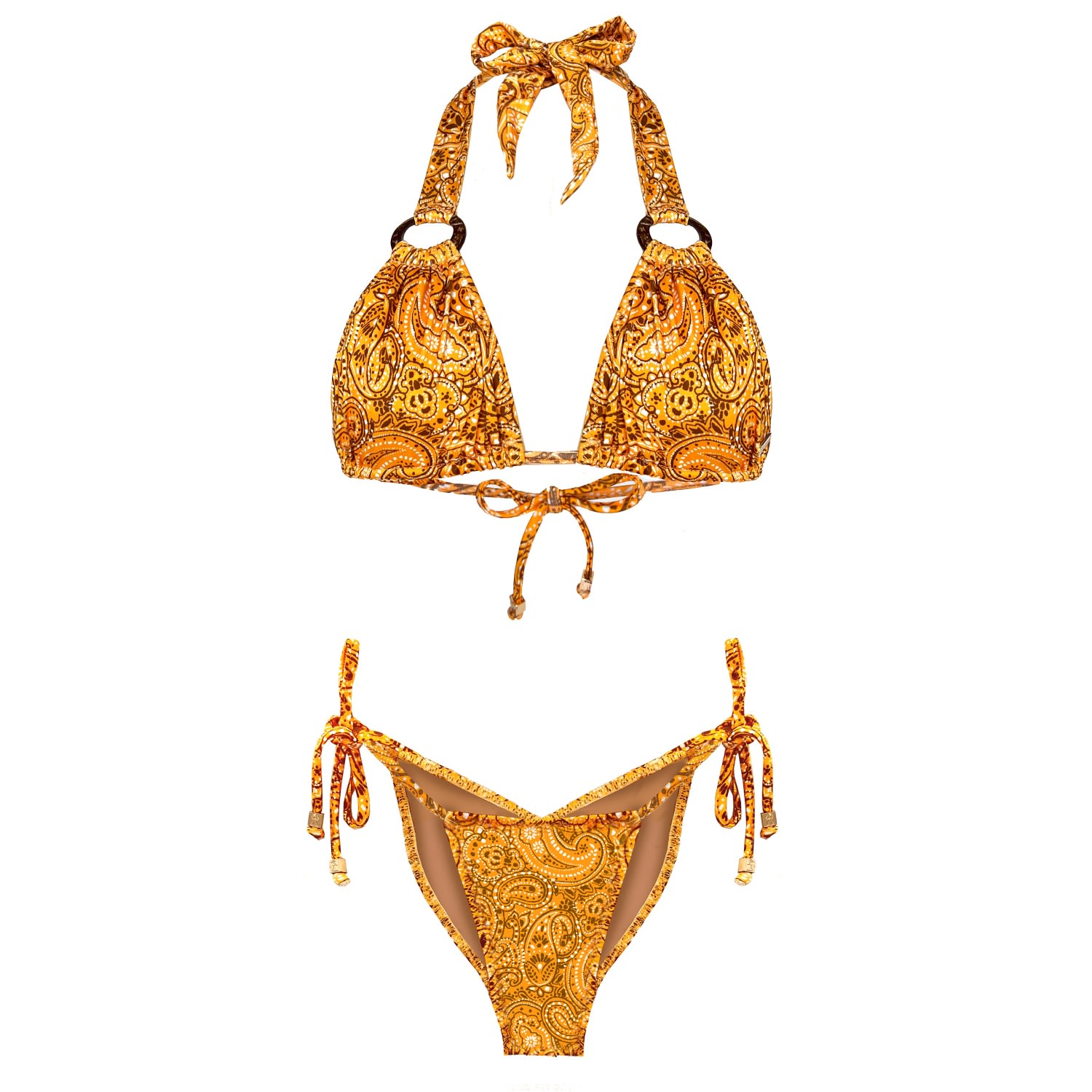 Women’s Gold / Yellow / Orange Yellow Orange Mango Paisley Print Bikini Set Small Elin Ritter Ibiza