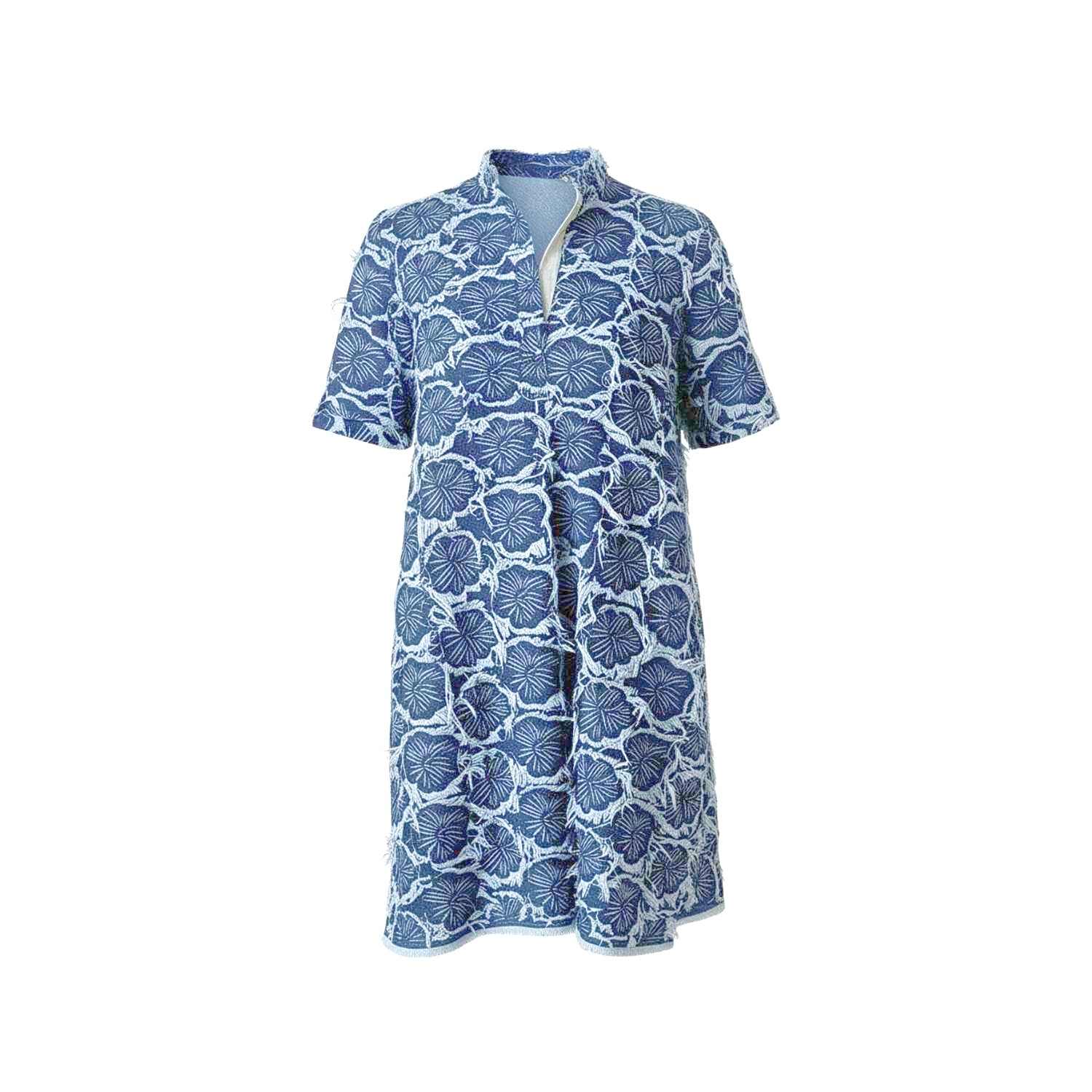 Izabela Mandoiu Women's Light Blue Denim Mini Dress With Floral Embroidery & Fringe