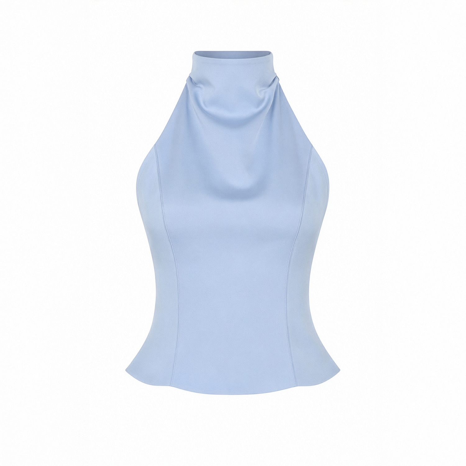 Women's Satin Halter Blue Top | Medium | Herfetch