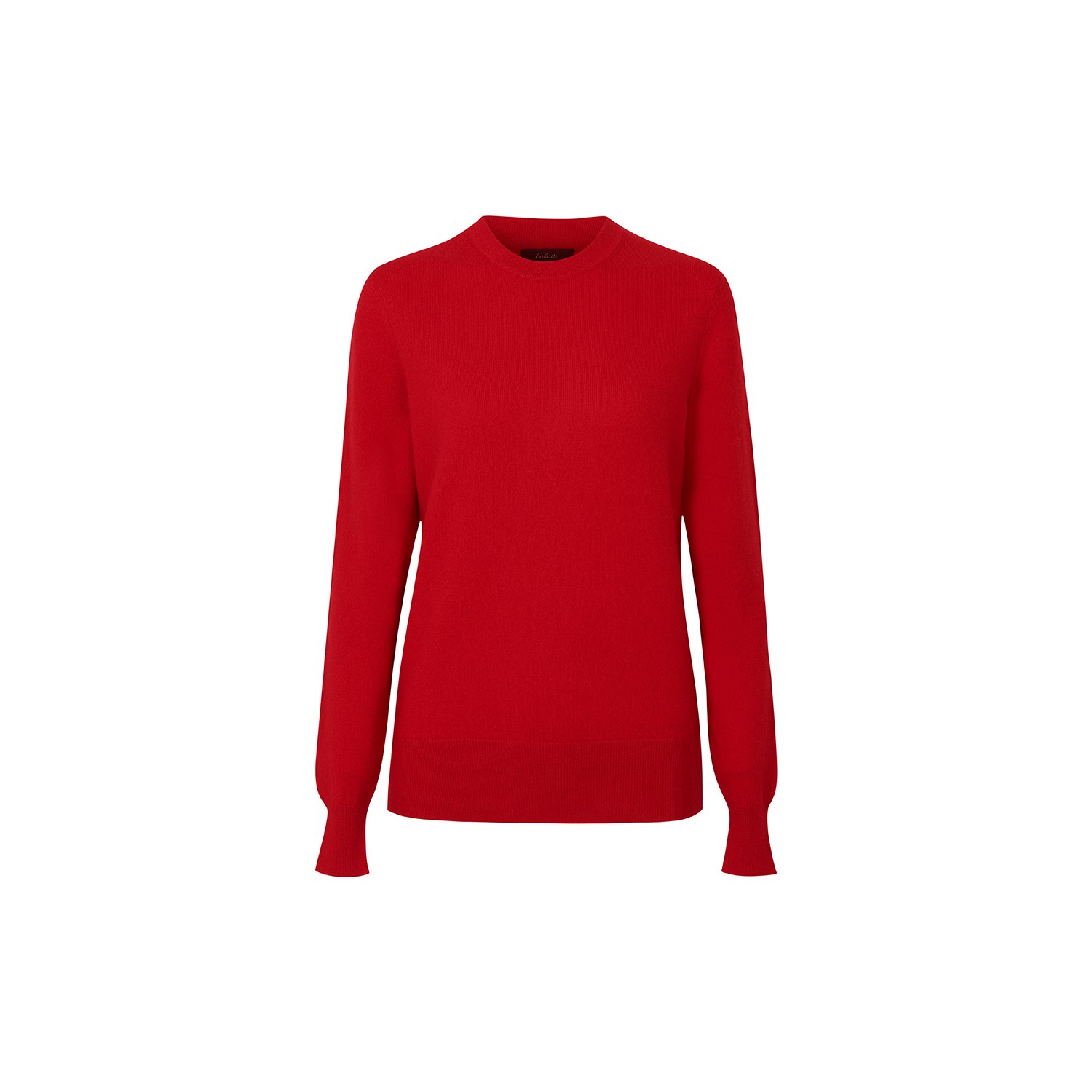 Women’s Crew-Neck Ribbed Cashmere Sweater-Red Small Callaite