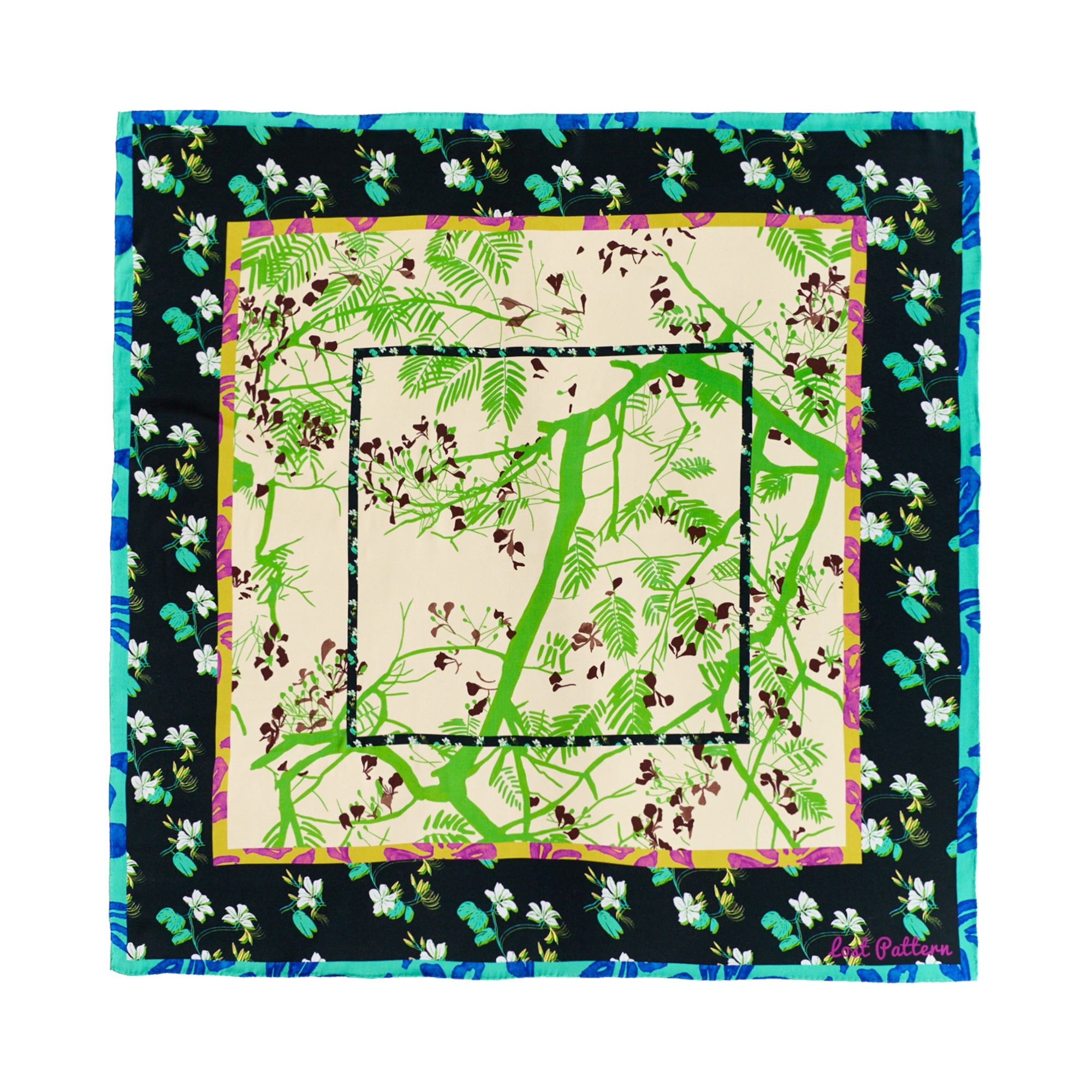 Lost Pattern Nyc Women's Floral Tapestry Large Silk Scarf - Black