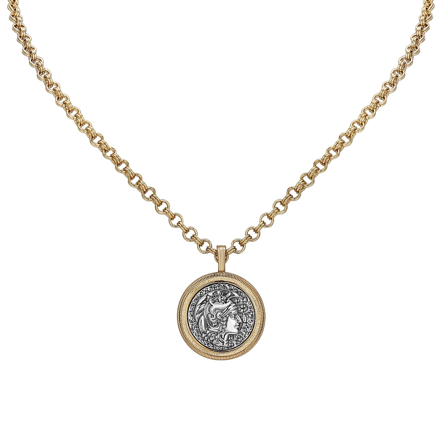 Retro Chic Women's Gold / Silver Ancient Coin Necklace In Multi
