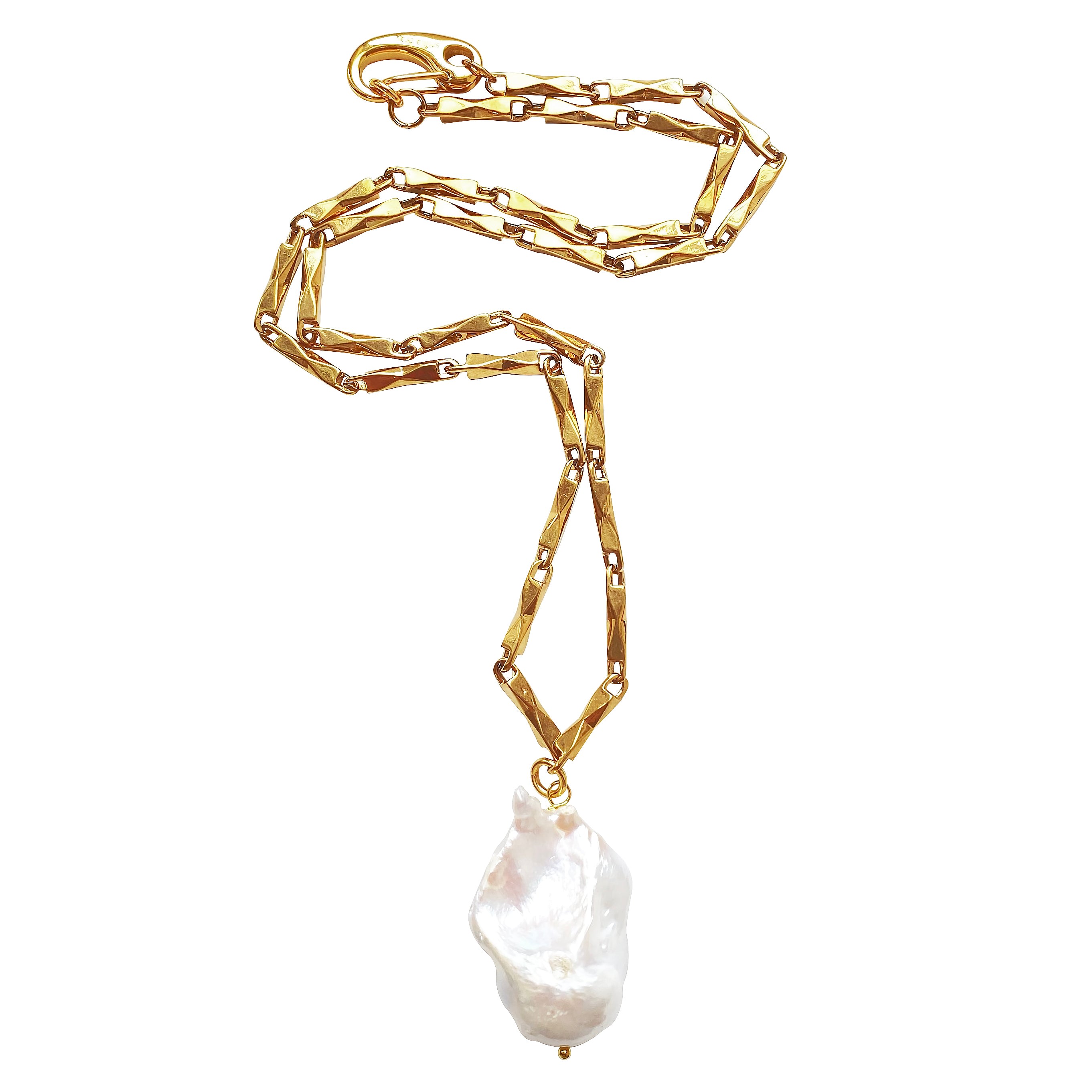 Women’s Gold / White Baroque Pearl Necklace Alma Smilla Brav