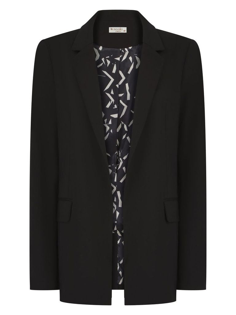 Women’s Black Willow Jersey Blazer With Star Print Lining Medium Nooki Design