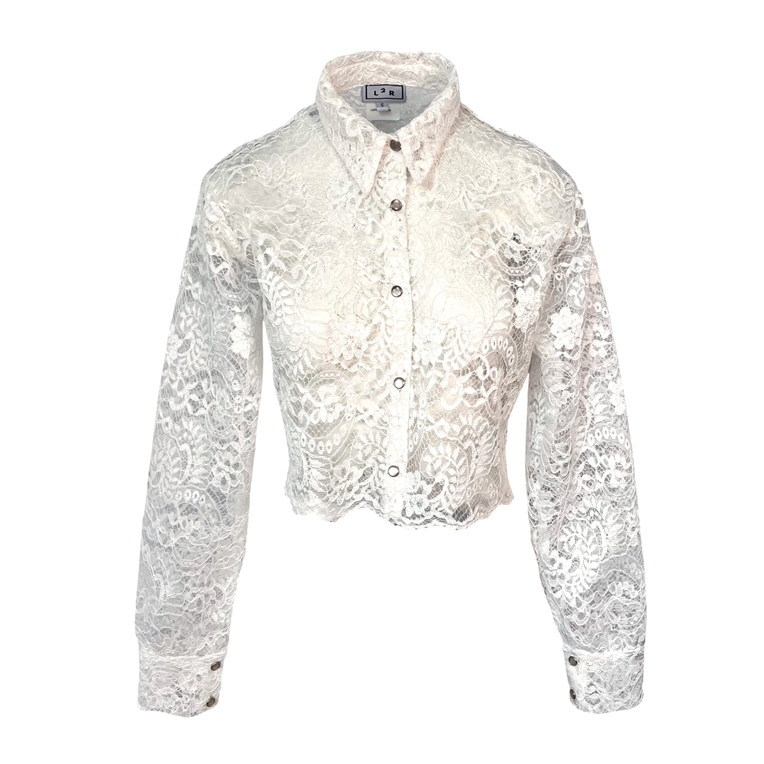 L2r The Label Women's Cropped Shirt - White Lace