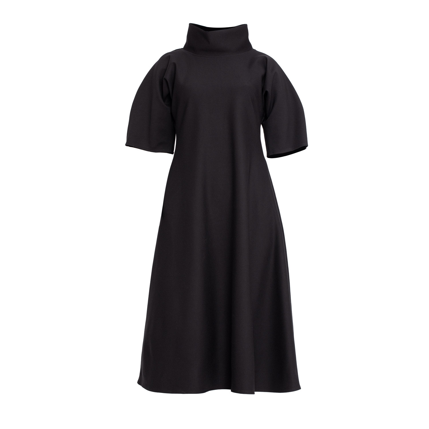 Bianca Popp Women's Puff Dress Midi With Collar Black