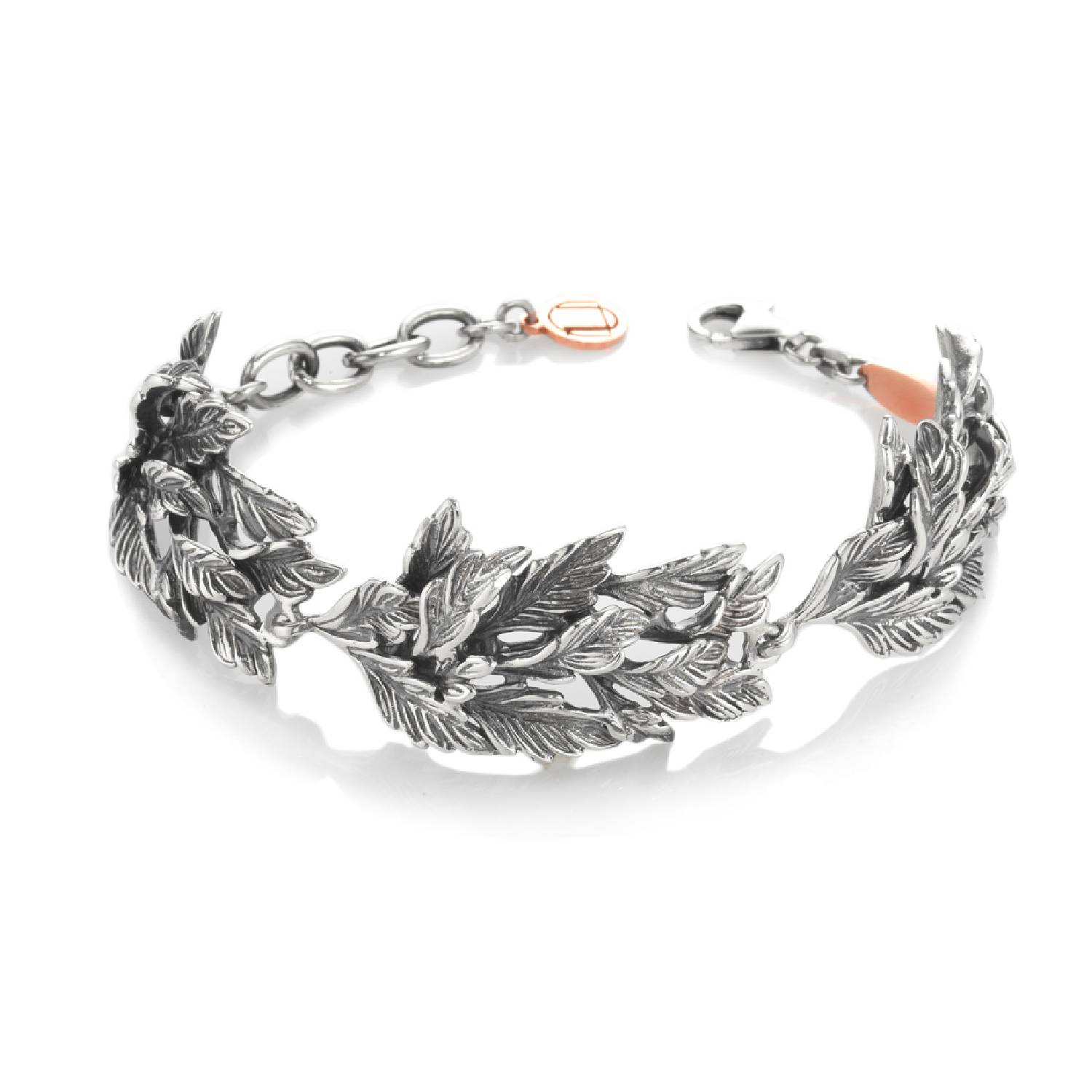 Unaloe Women's Leaf Bracelet In Sterling Silver – Handcrafted In Italy Amazonia Botanical Cuff In Silver