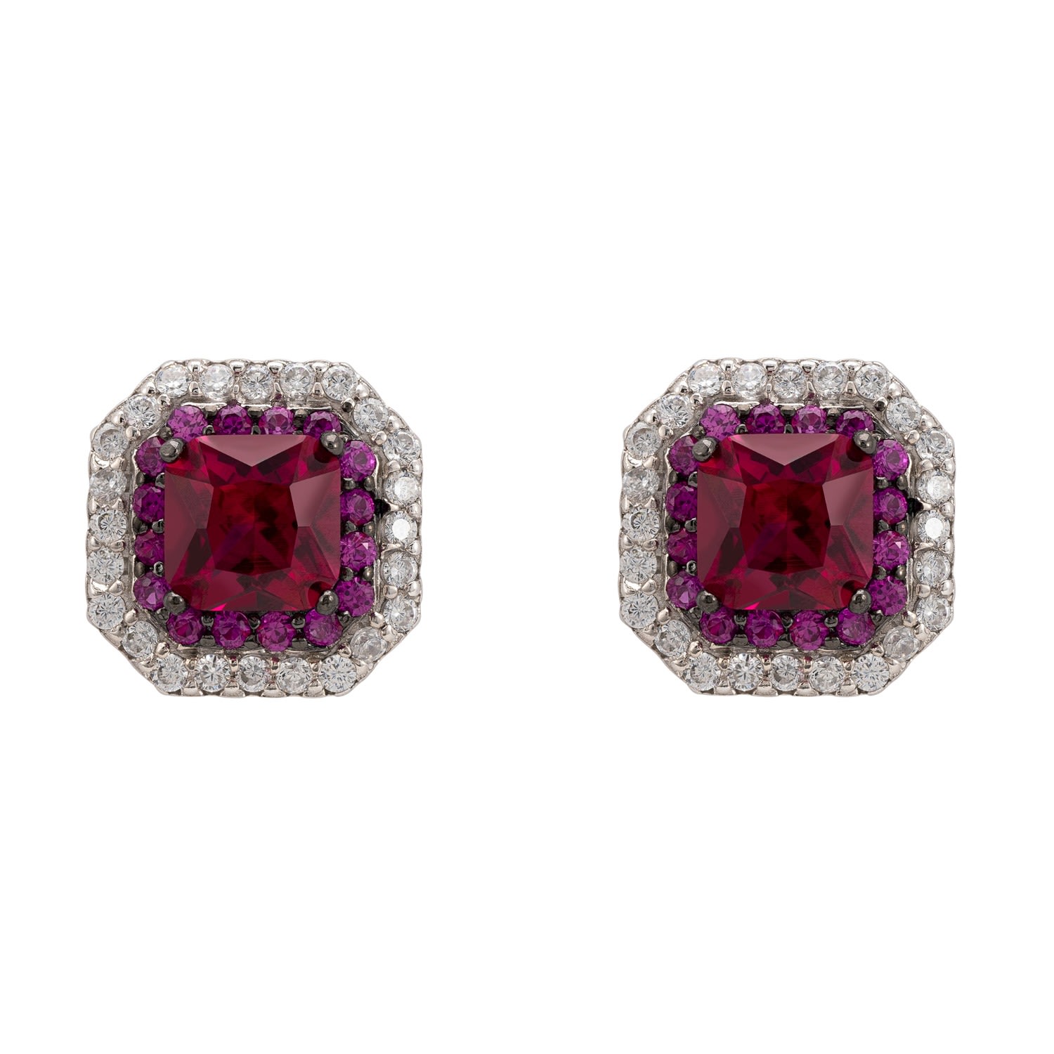 Women’s Pink / Purple / Silver Anastasia Stud Earrings Silver Ruby Latelita
