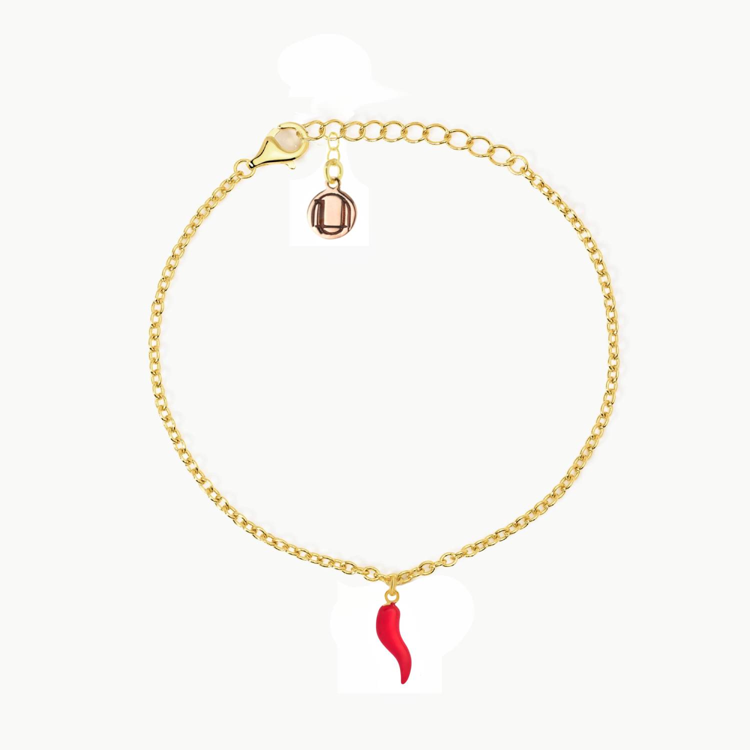 Unaloe Women's Gold / Red Gold-plated Silver Bracelet With Red Horn Pendant